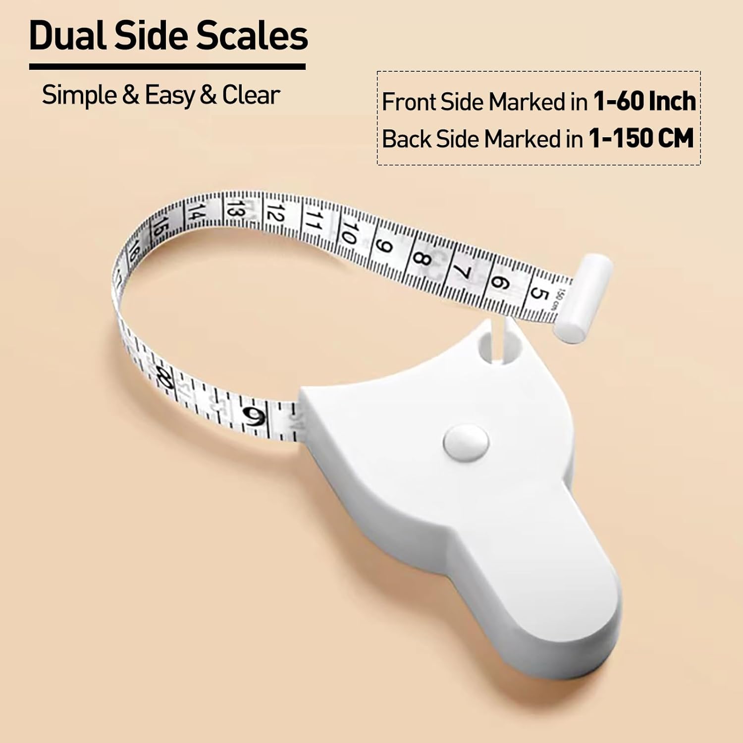 Tape Measure Body Measuring Tape Kit - 60-Inch Automatic Telescopic & 79-Inch Double Scale Flexible Vinyl Tape Measures - Ideal for Fitness, Waist, Hip, Bust, Arms, Sewing, Craft and More (2-in-1 Set)