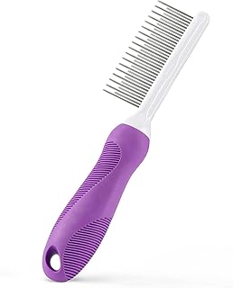 Detangling Pet Comb with Long & Short Stainless Steel Teeth for Removing Matted Fur, Knots & Tangles – Detangler Tool Acce...