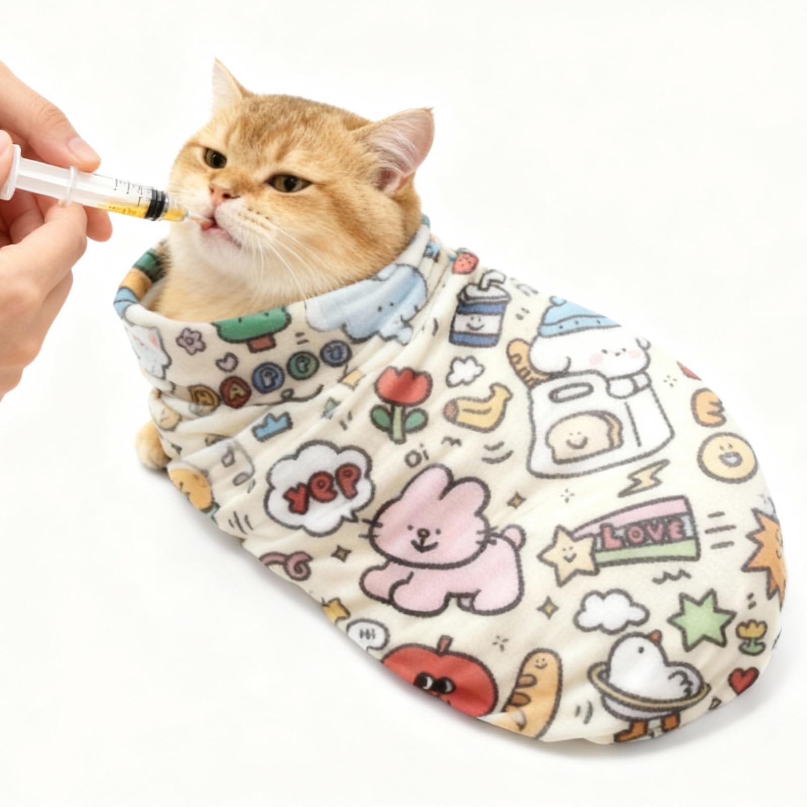 Cat Grooming Wrap, ściereczka do pielęgnacji kotów, samoprzylepna, 70 x 70 cm, odporna na ugryzienia i zarysowania, do przycinania pazurów, wiązania kotów, do pielęgnacji paznokci