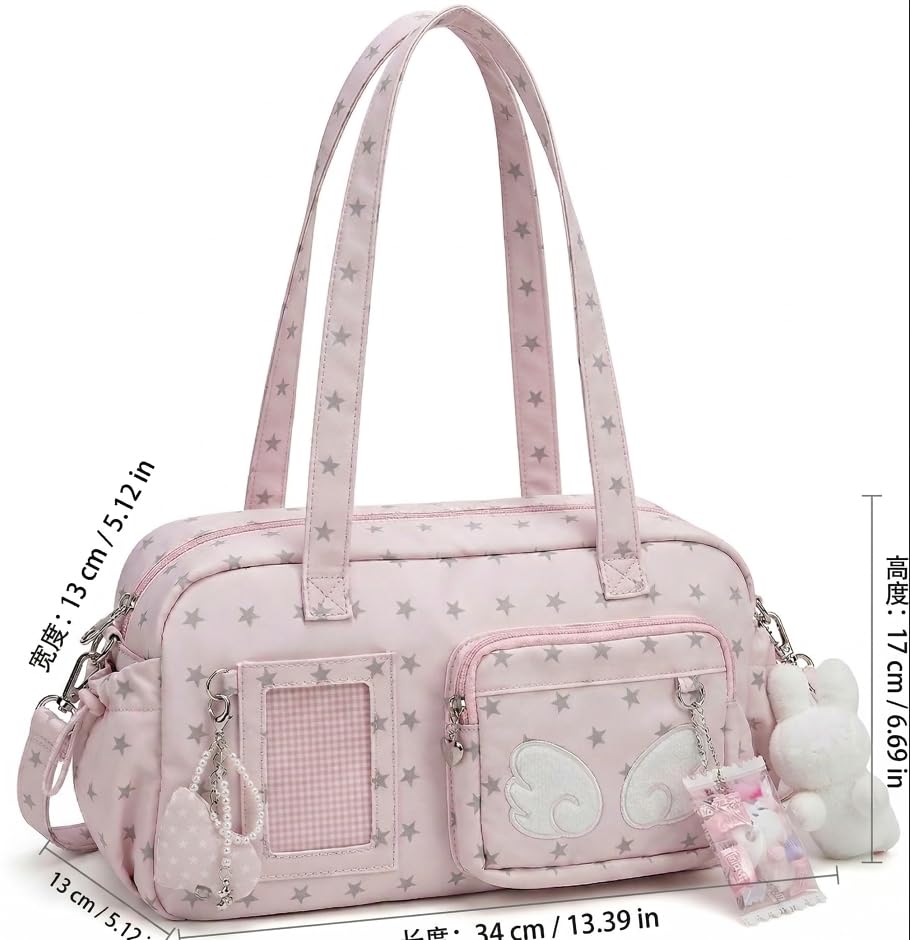 Bolso Tote Pequeño Estilo Y2K Rosa con Estrella miniatura 6