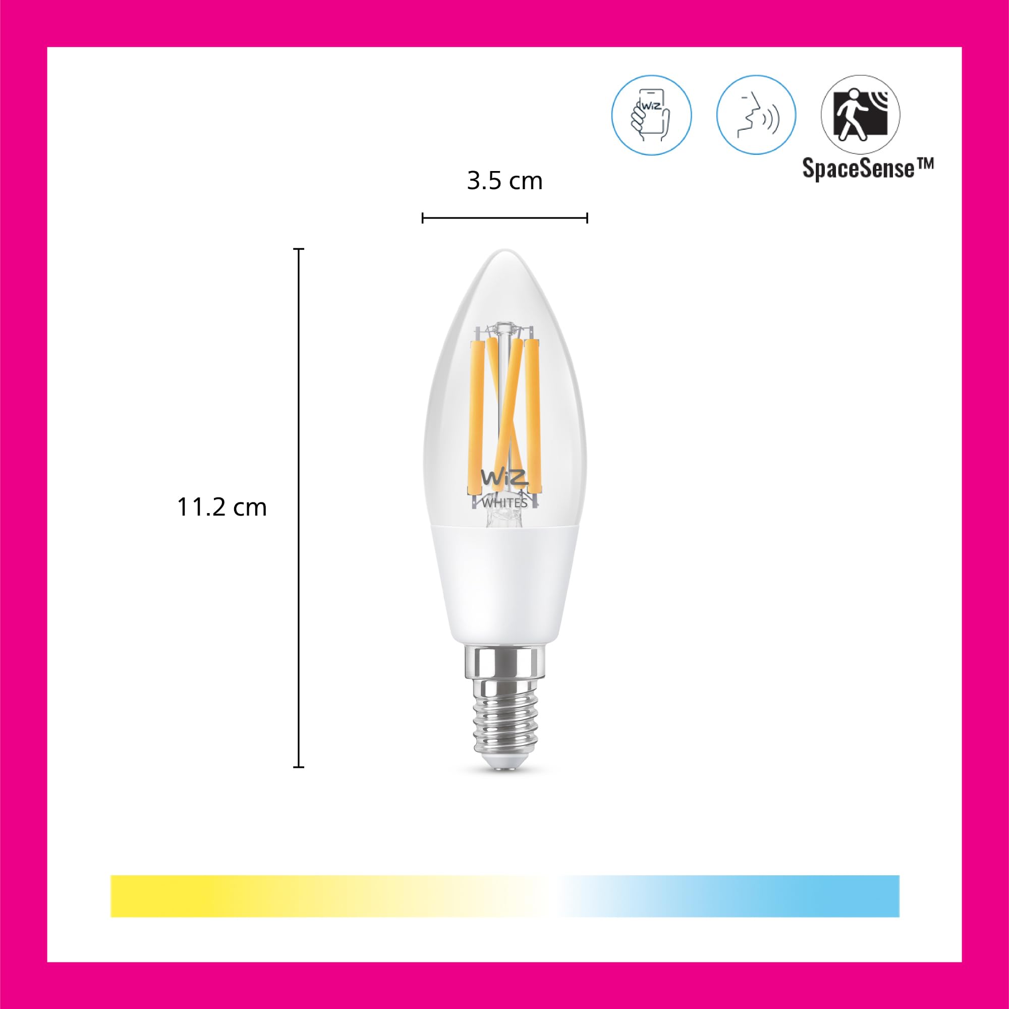 WiZ Smart Bulb, White E14 Candle LED Bulb 40W, Warm to Cool White Light, Connected WiFi Works with Alexa - Image 3