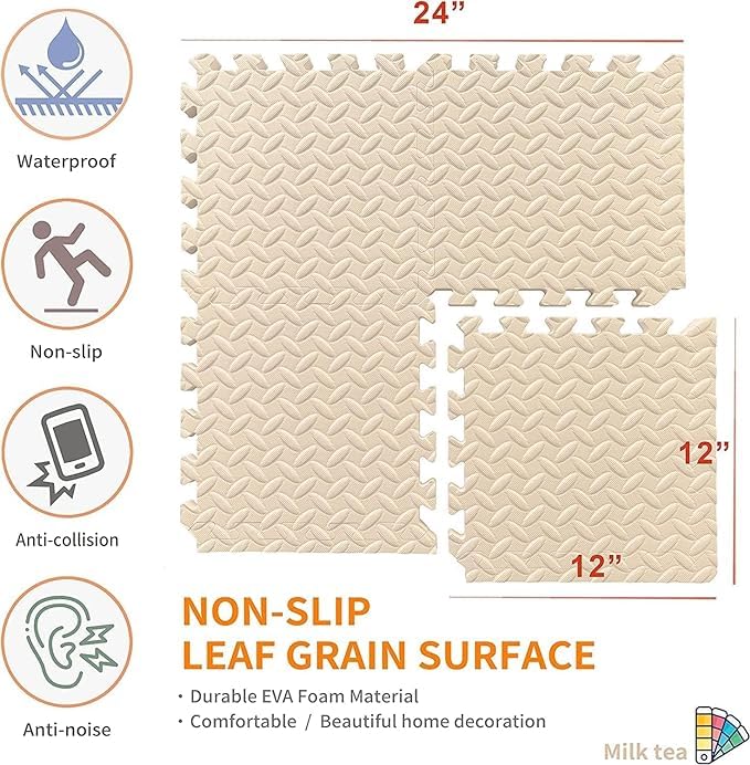 Image of Puzzle Flooring || Kids Interlocking Play mat || Baby Play Mat || Play mats for Kids || 12 MM Thick (18 Tiles - 72 Square Feet, Navy Blue - White)