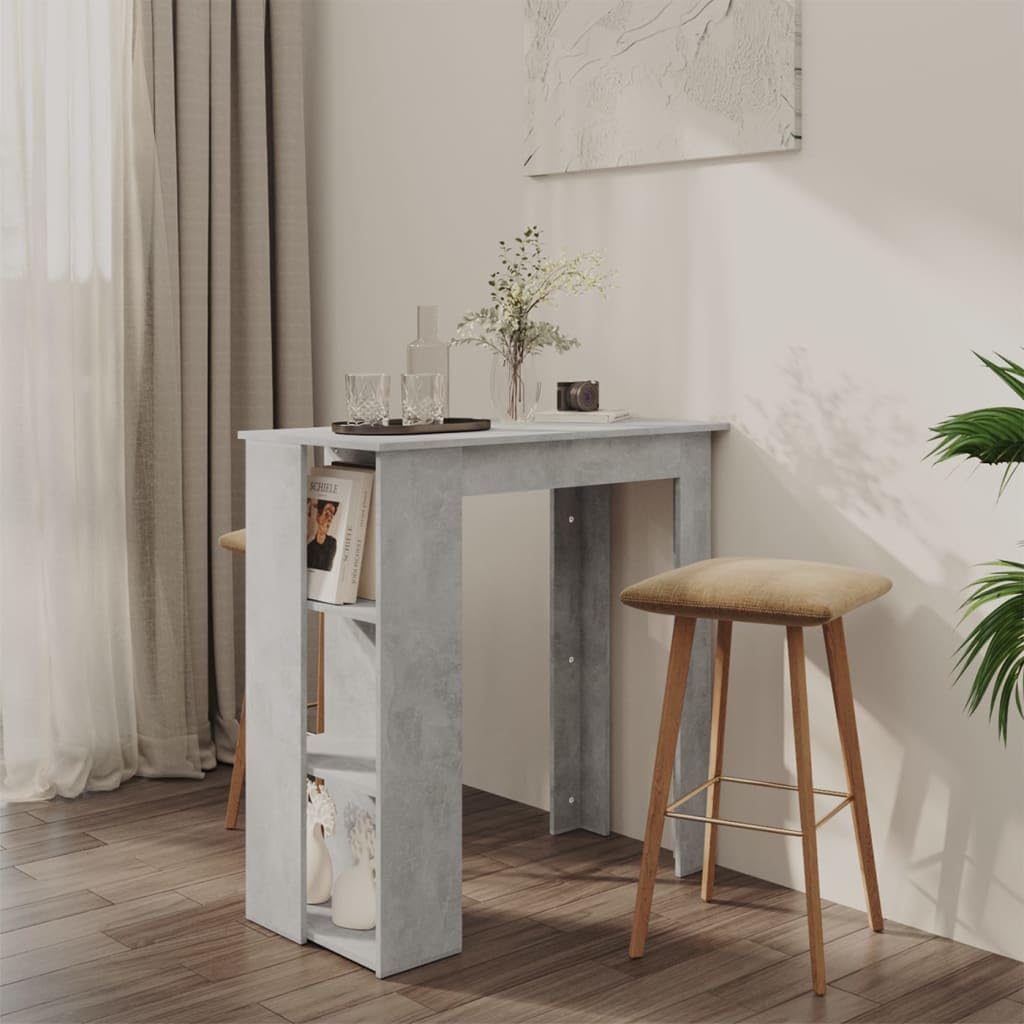 vidaXL Table de Bar avec Étagère, Table à Manger, Table de Bistro, Meuble de Réception Cuisine Maison Intérieur, Gris Béton Bois d'Ingénierie
