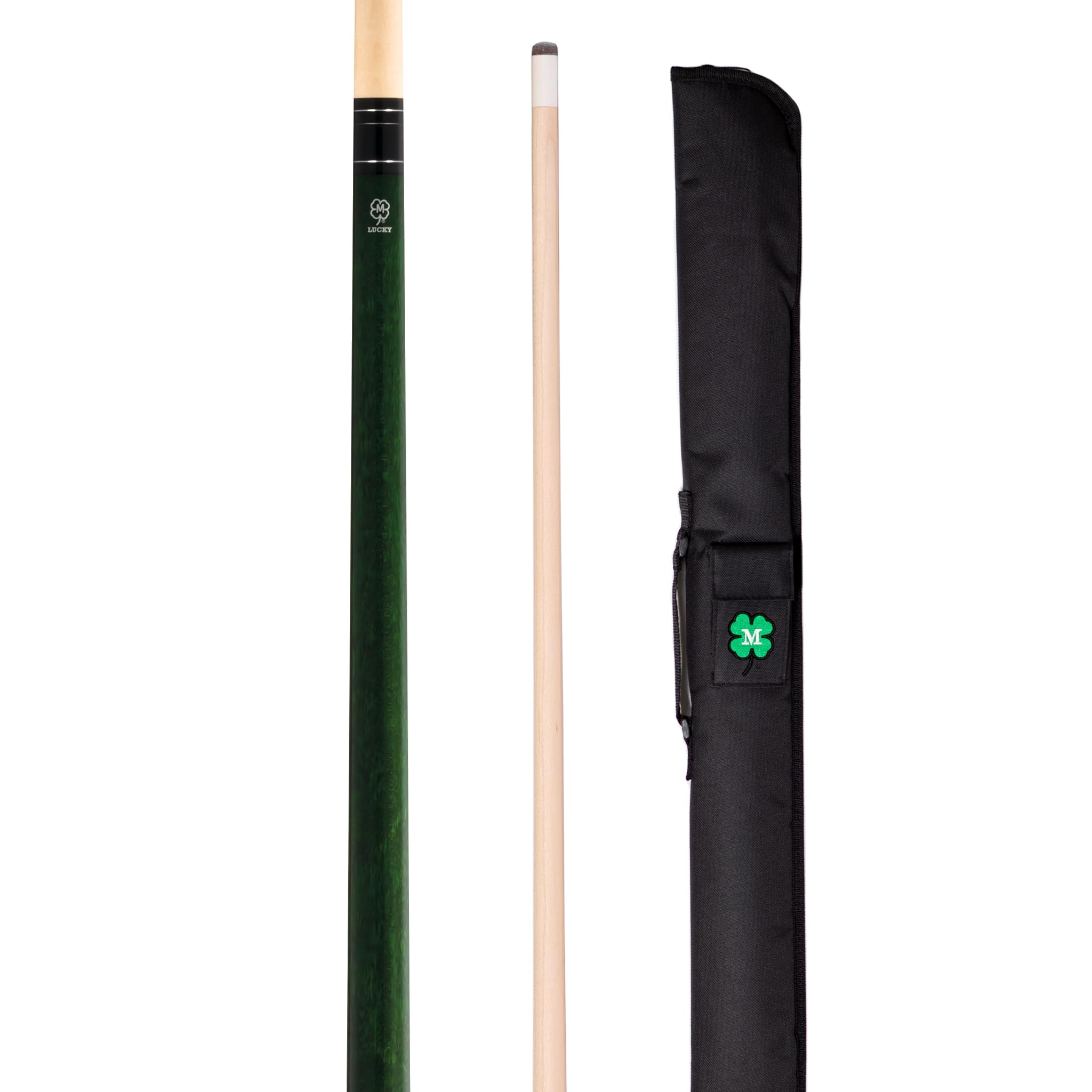 McDermott Lucky L3 Pool Billiard Cue, No Wrap, 13 mm Cue Tip, 3/8"-10 Joint, with Soft Case w/Embroidered Clover Logo