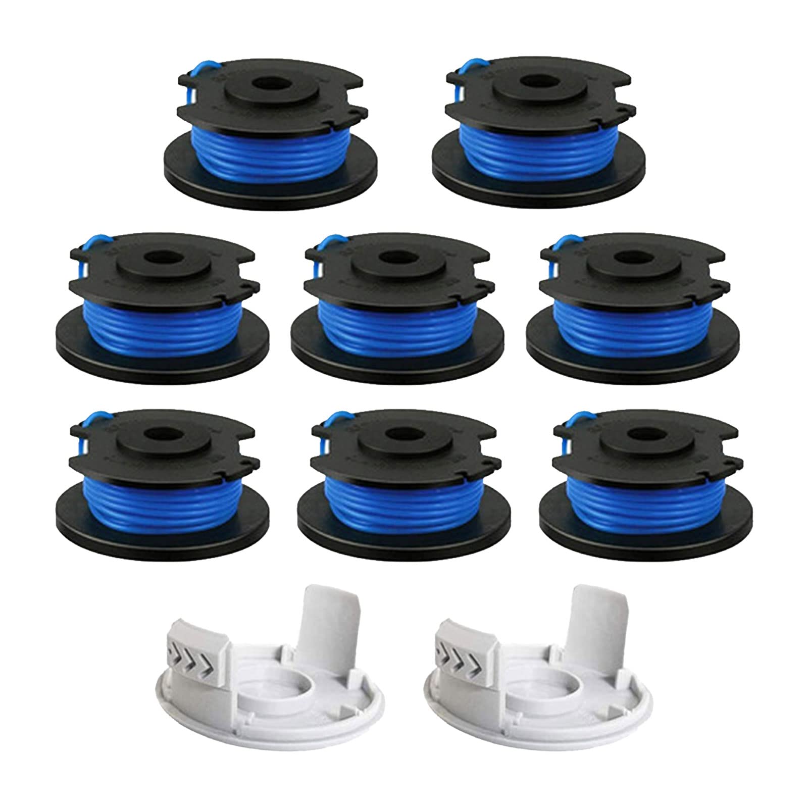 YWNYT Strimmer Spool Compatible with Ryobi One+ AC14RL3A, 1.65mm x 3.35m String Trimmer Replacement Spool Line Replacement for Ryobi 18V 24V 40V Strimmer (8 spool + 2)