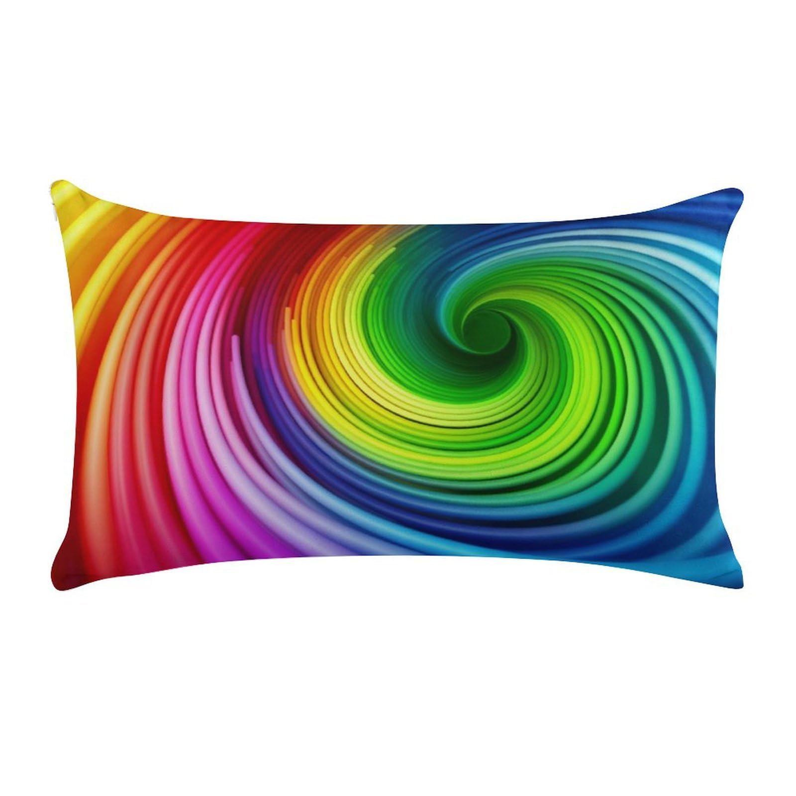 Rainbow Spiral Pillow Cases for Sofa, Super Soft Plush Pillow Cover with Zipper, Luxury Cozy Pillow Shams for All Seasons, Lightweight Pillowcases for Bedroom, 12" X 20"
