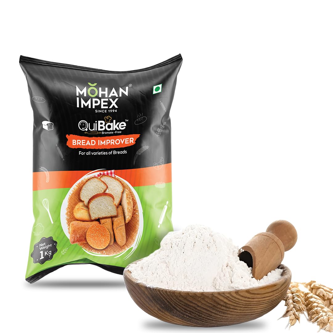 Mohan Impex Bread Improver 1Kg - Enhances Dough Rise, Improves Crust & Freshness - Ideal Baking Powder for Breads, Buns, Seitan & Bakery Mixes for Fluffy Results [HoReCa Pack]