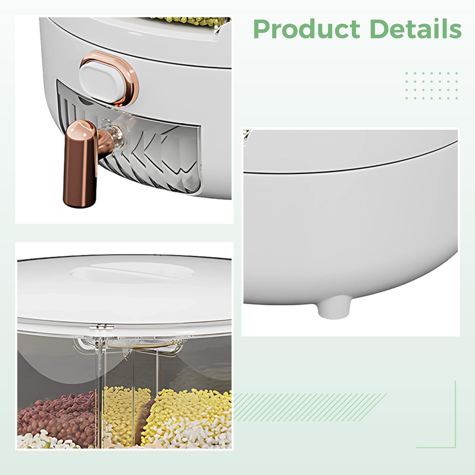 Dispenser per alimenti secchi con grande rotazione a 360 gradi, contenitore trasparente per cereali con tazza versante, contenitori per cereali, dispenser per farina per cucina dispensa, 6 scomparti
