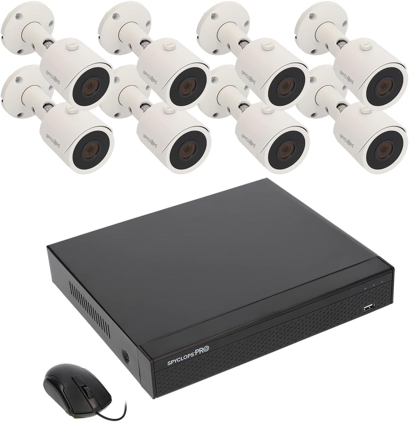Spyclops SPYP-NVR8KIT4K 4K PoE NVR Kit with 1 TB NVR and Mini Bullet Cameras (8 Channels, 8 Cameras)