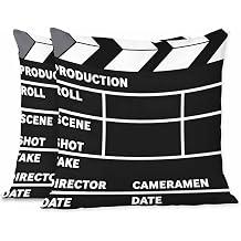 Throw Pillow Covers Black White Old Film Movie Action Clapperboard Decorative,Square Cushion Case for Home Sofa Couch Set of 2 Size 18X18 Inch