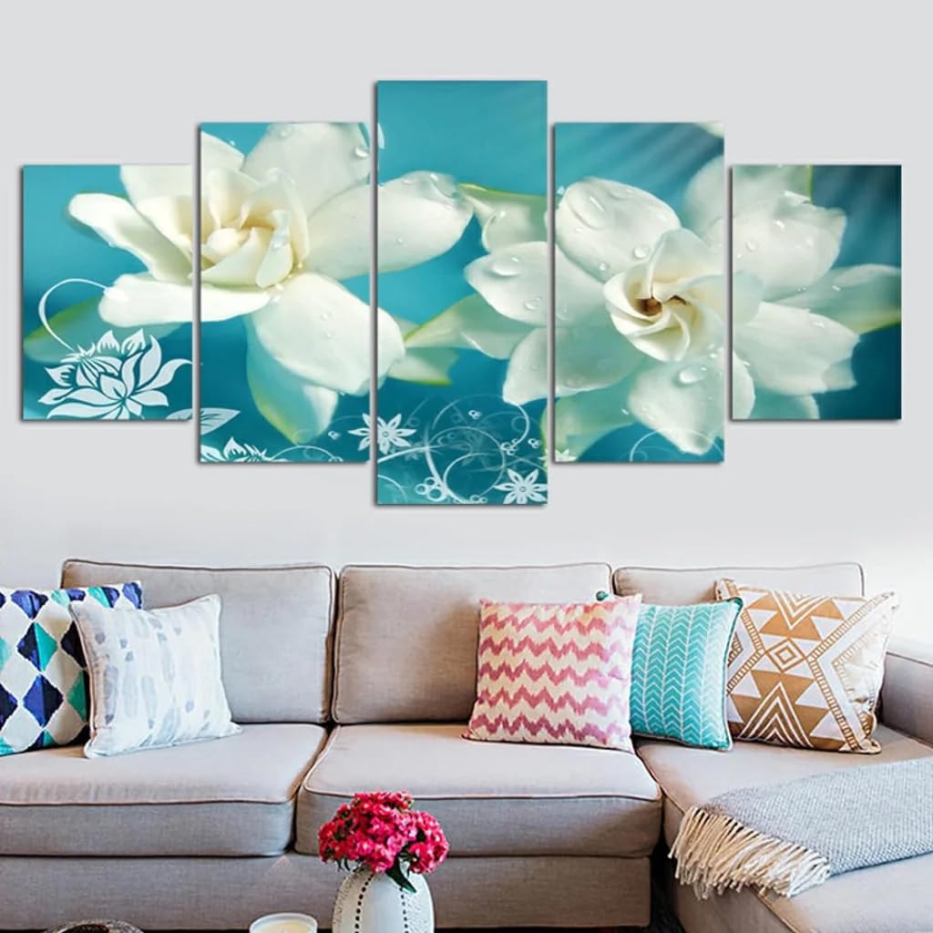 Tableau décoration murale fleurs d'orchidées bleues pour mur vide - 7