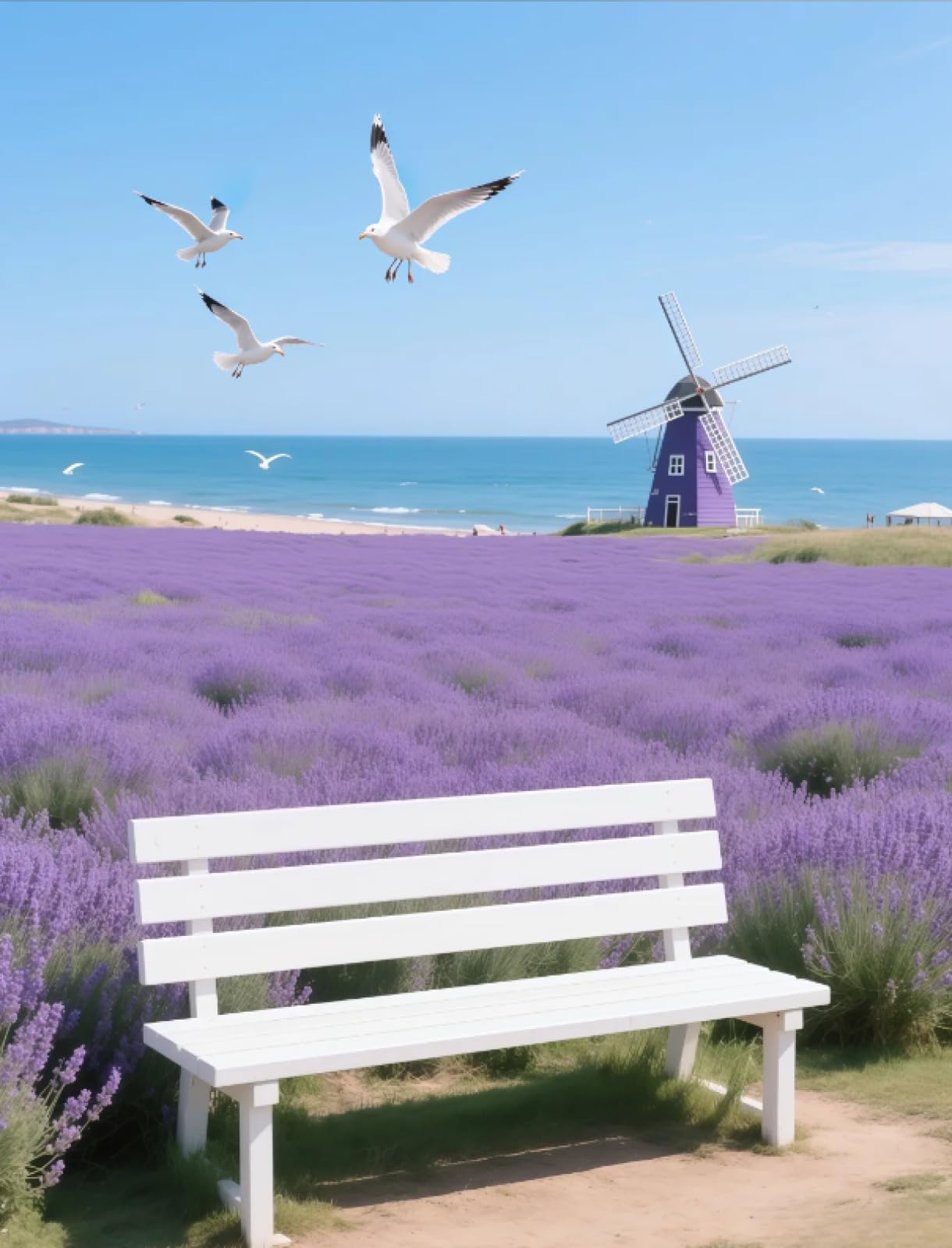 Stithej Pre-Printed Cross Stitch Kit Lavender Windmill 11CT Adult Beginners