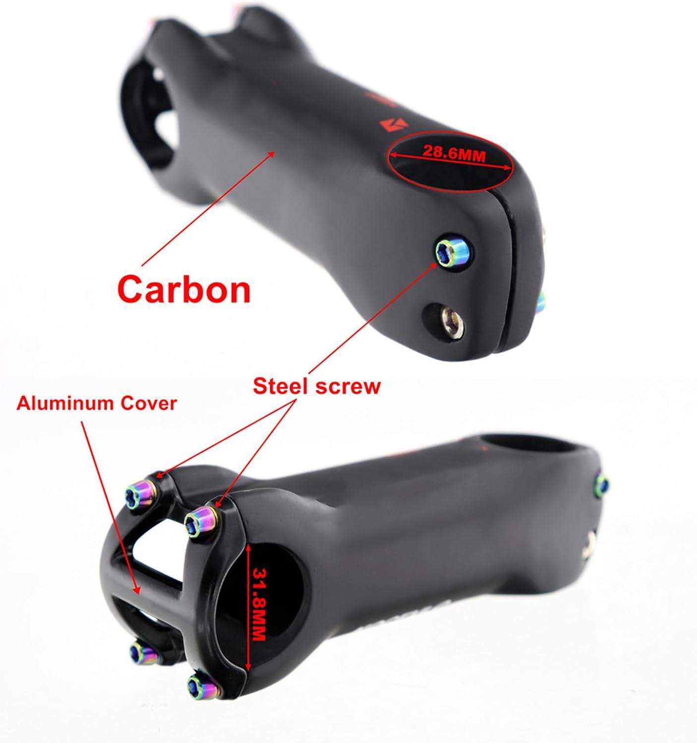 Carbon Fibers 6 Degree Adjustable Bike Stem High Strength Light Weight Bicycles Stems Handlebars Stems Risers Adjustable Stem