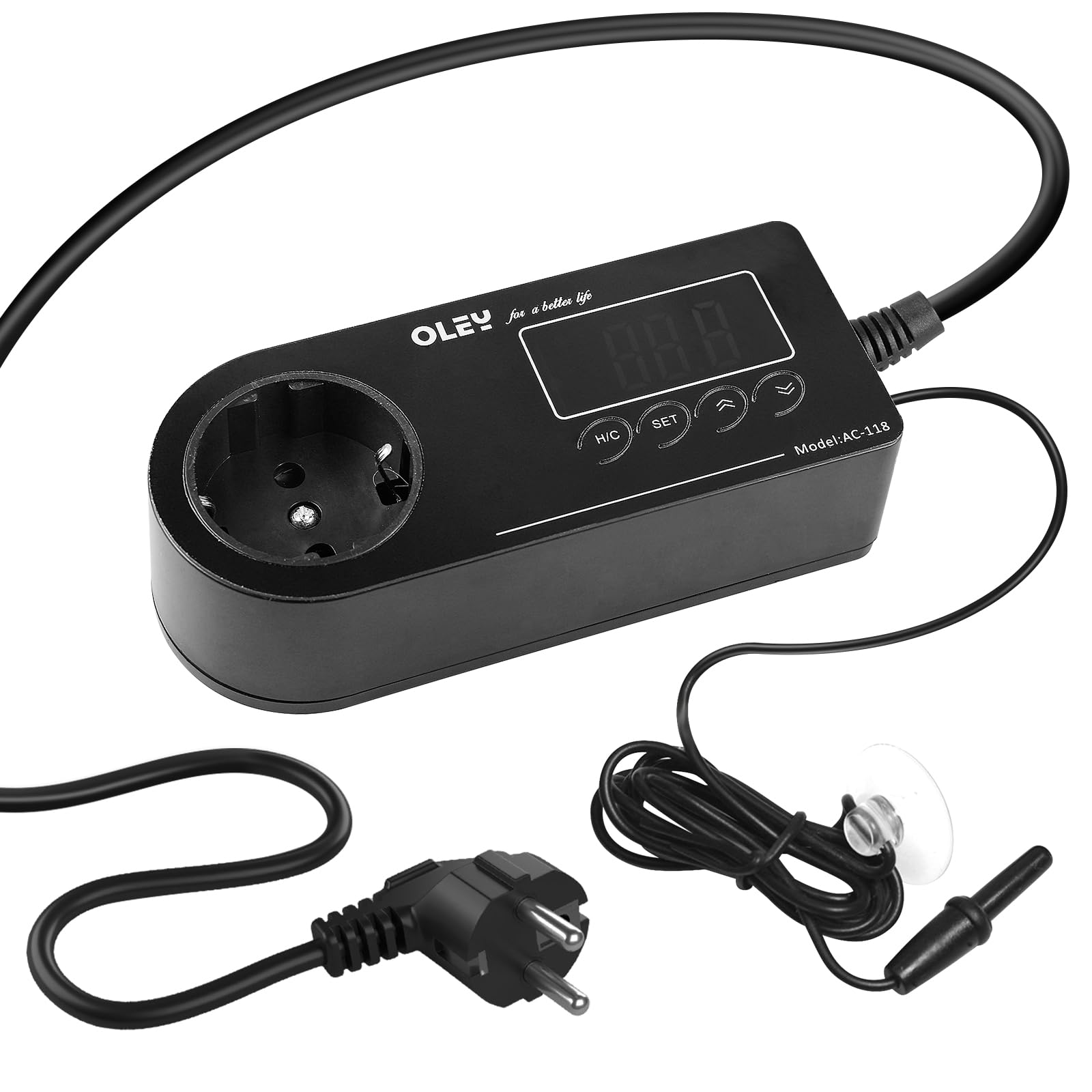 Presa termostatica, 220 V, regolatore di temperatura con sonda, termostato igrostato, presa temporizzata, termostato digitale, terrario, giorno notte, per serra, acquario, terrario, rettili