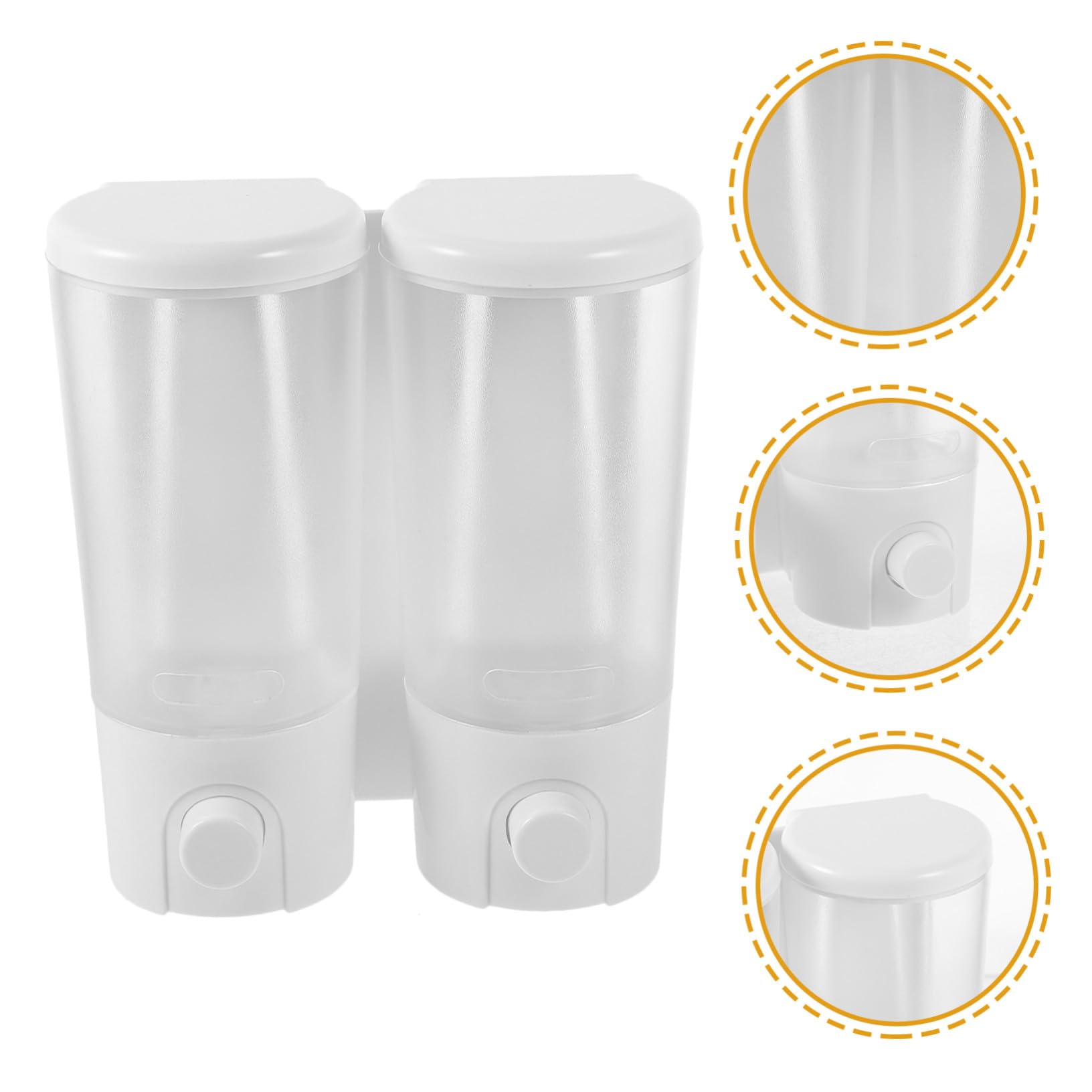 UKCOCO Dispensador de Jabón y Champú sin Taladrar para Pared Doble Botella Fácil Instalación Práctico para Baño y Ducha Reutilizable y Resistente para Hogar y Hotel