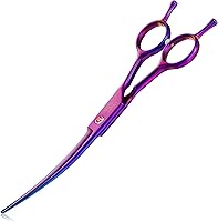 JASON 7.5" Up-Curved Dog Grooming Scissors - Japanese 440C Stainless Steel Pet Shears with Ergonomic Handle for Cats & Dogs (Purple)