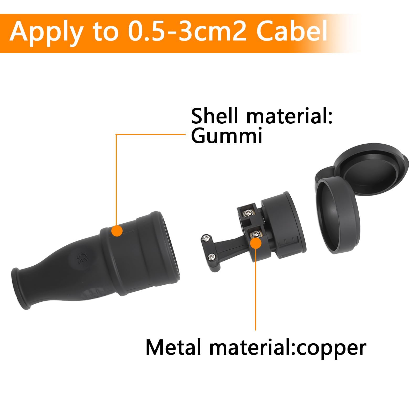 TNSLAND Schuko Plug et Connecteur IP44 250V 16A Fiche Mâle Prise Électrique