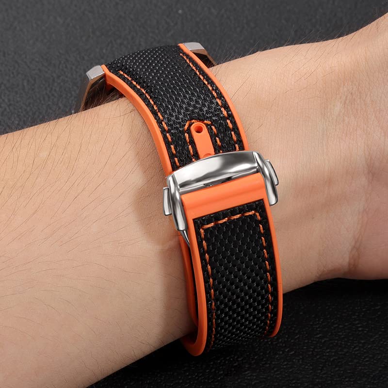 Bande de Montre en Silicone en Nylon en Caoutchouc de 20 mm 22 mm pour 300 Sangle d'orange à extrémité incurvée