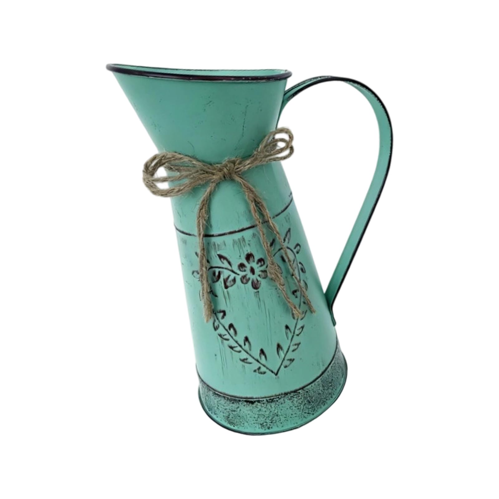 Tsophreniq Green Metal Decorative Flower Vases, Farmhouse Pitcher Vases With Handle, Rustics Floral Milk Kettle Vase Home Decors Metal Milk Kettle Bulk