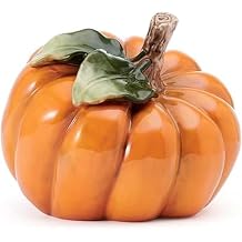 Fitz and Floyd Harvest Halloween Side Pumpkin Ceramic Figurine, 5.5 inch