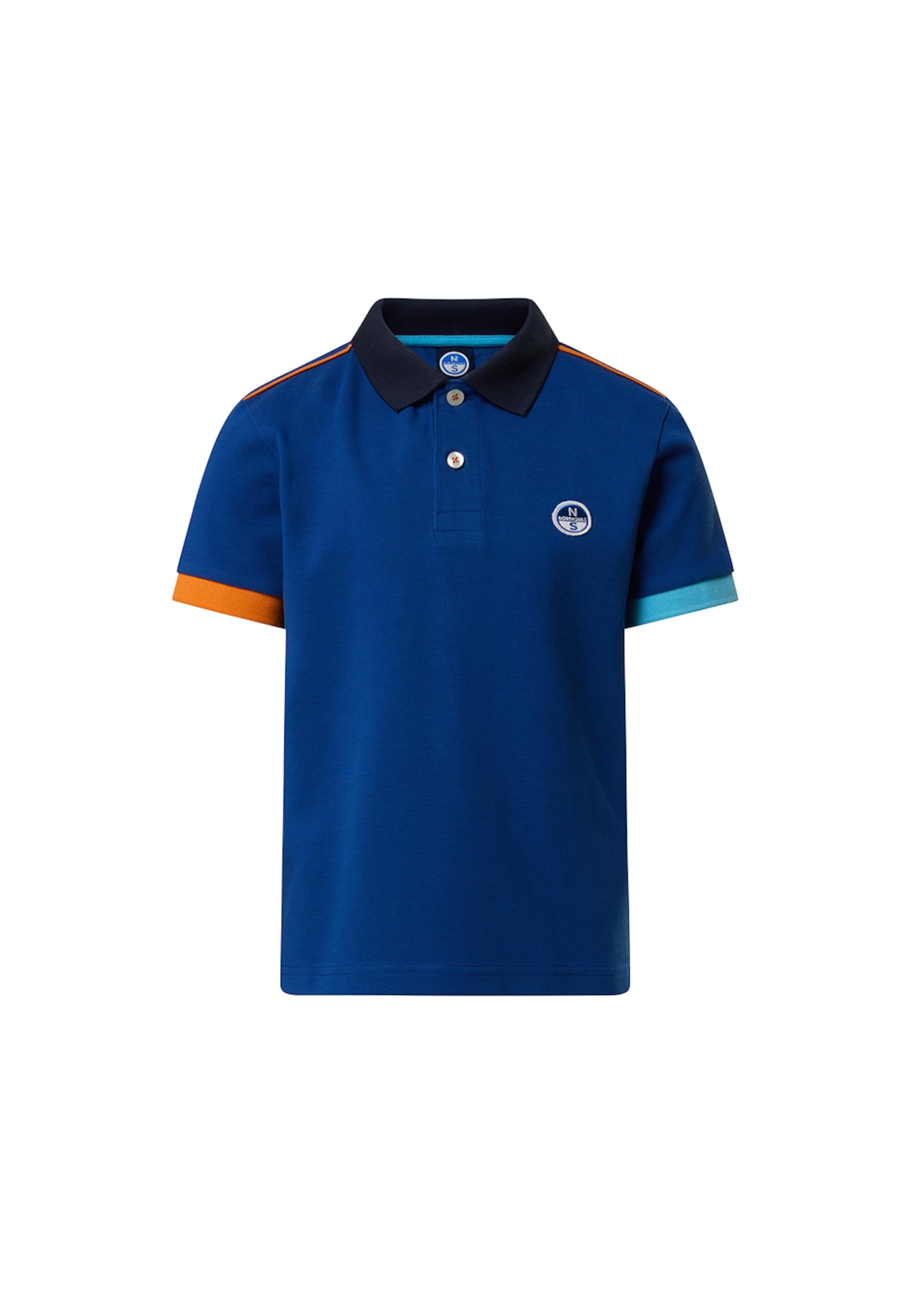 NORTH SAILS Polo Bambino in piqué di Cotone Bio con Profili a Contrasto