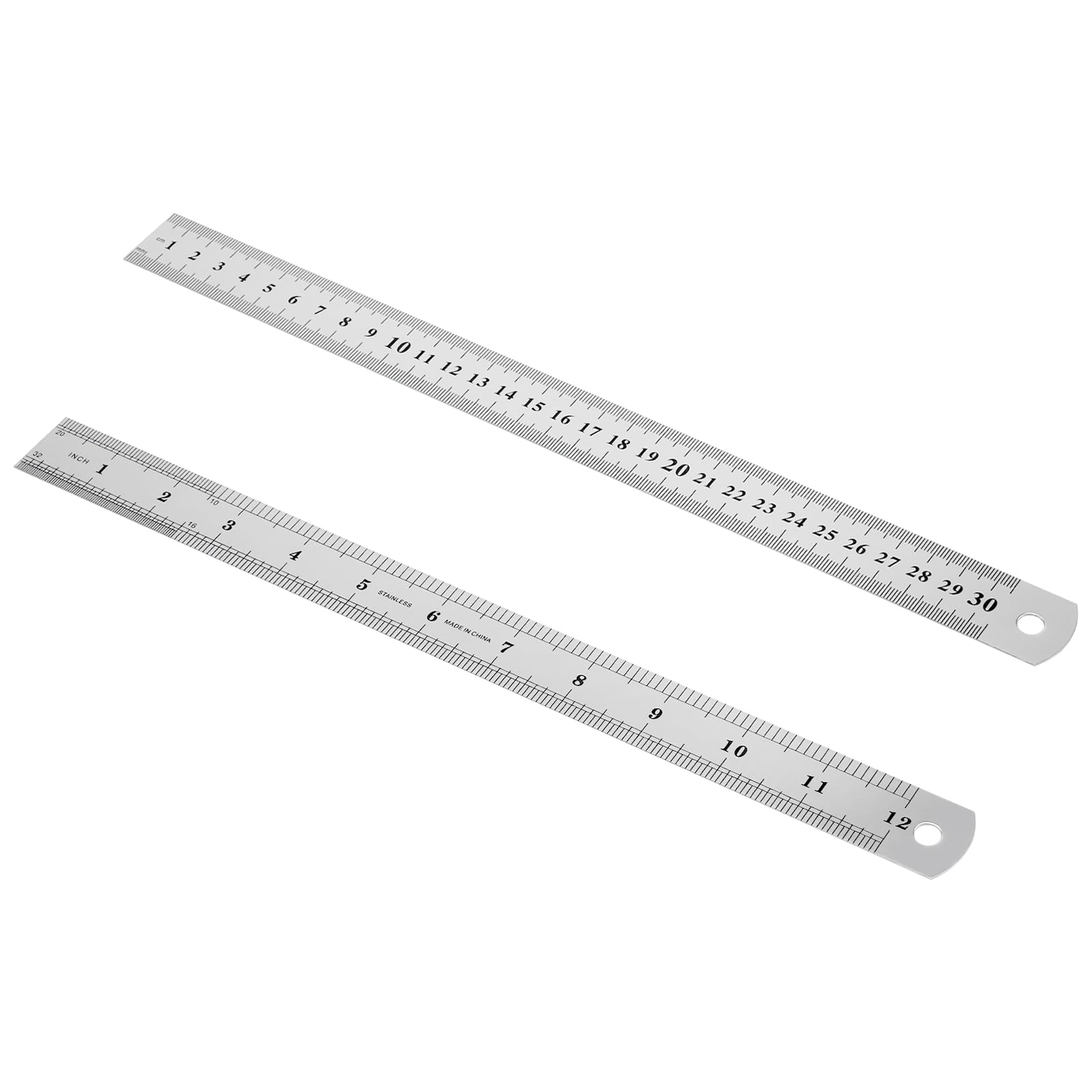 50 Stück 30 cm Edelstahl-Metall-Lineal mit Zoll und cm, gerade Kante, Präzisionsmess-Stahllineal für Ingenieurwesen, Maschinisten