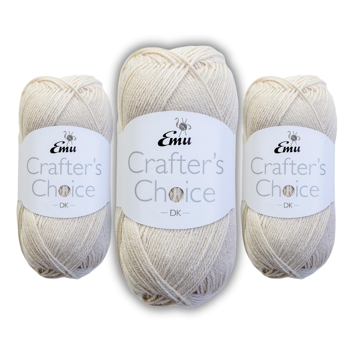 Emu Crafter's Choice DK Everyday Acrylic Yarn 100g Balls 300m, Pack of 3, Beige - 005