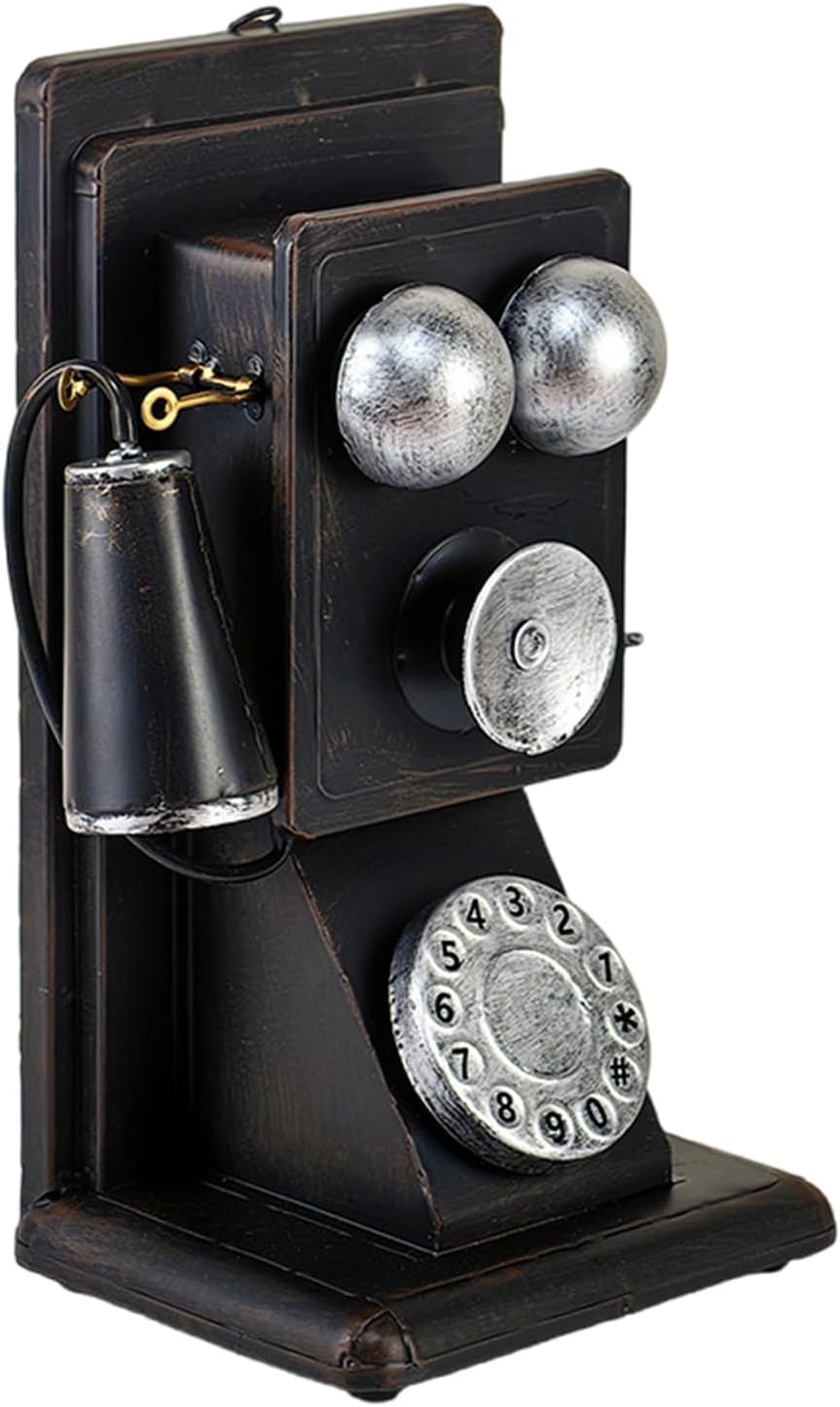 Vintage Decorative Rotary Phone Model Retro Antique Telephone Figurine Ornament for Home and Cafes Club Desktop