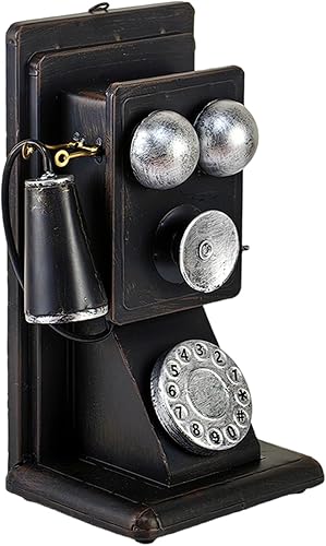 Modelo de teléfono antiguo retro, adorno de metal, estatua giratoria vintage para el hogar elegante y cafeterías, decoración de escritorio,