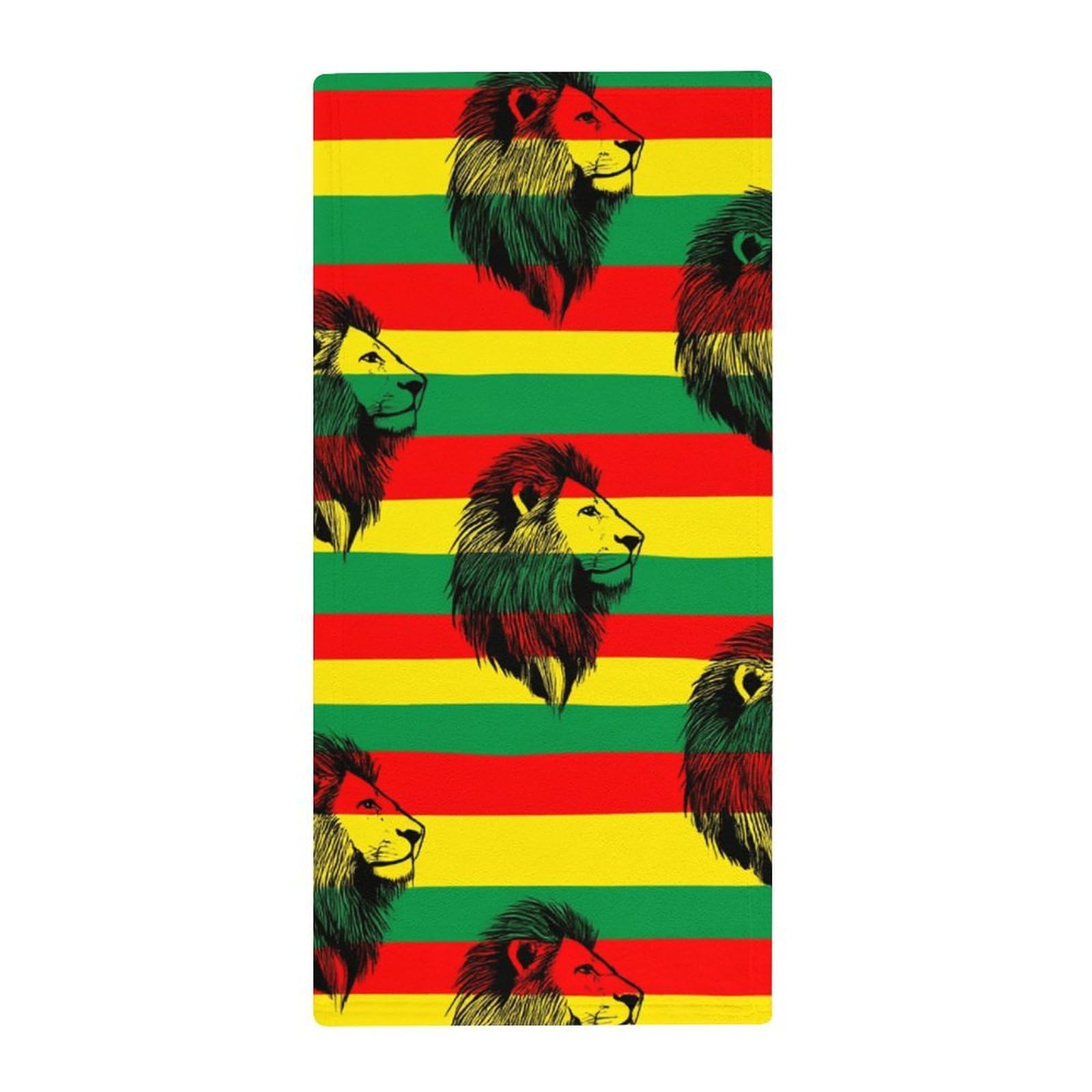 Anceky Multi-Use Kitchen Towels, Reggae Rasta Flag Lion Absorbent Guest Towels for Hotels, Gym & Quick-Dry Face Care
