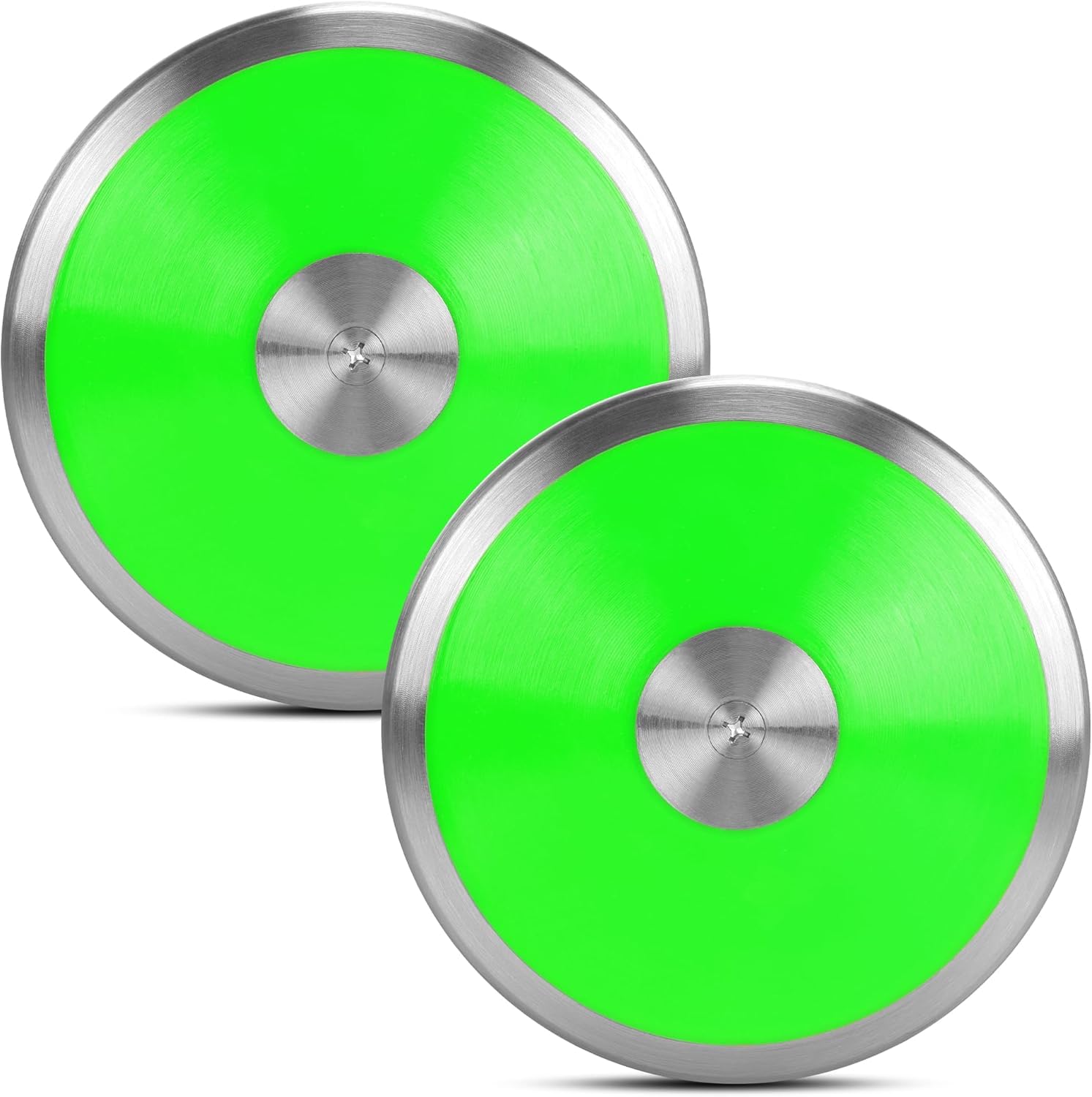 Photo 1 of 1.6 kg Sports Training Discus 2 Pcs for Girls Boys School Track and Field, 1.6 kg Nylon Discus with Steel Rim and Center, Men Women Discuses Outdoor Practice Throwing (Green)
