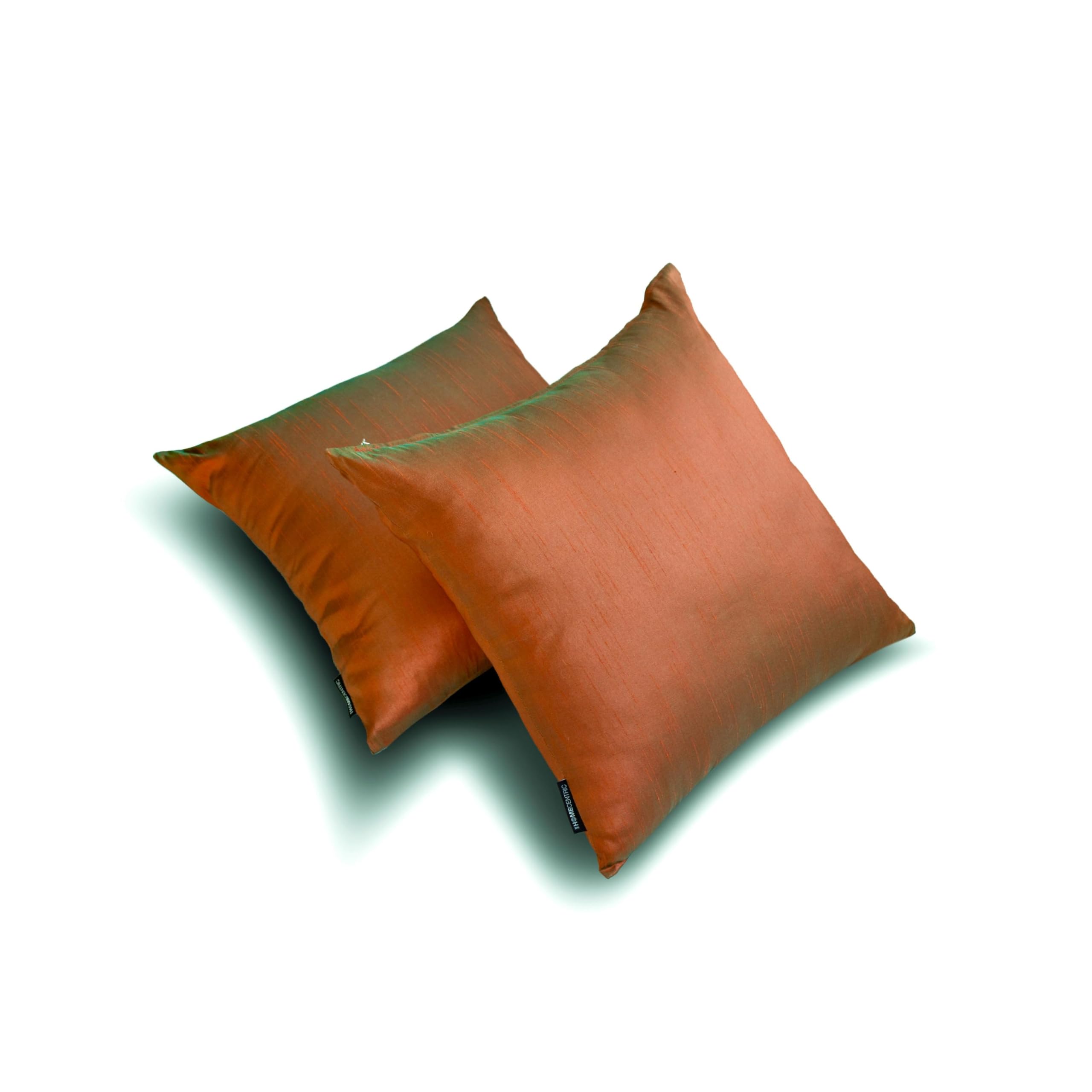 Óxido y verde Lujo Funda de cojín lumbar 50 x 90 cm | Juego de 2 Moderno Seda artificial Funda de Cojín Sólido | Seda de dos tonos Fundas de almohada para sofá, sofá y cama - Rust Green Luxury