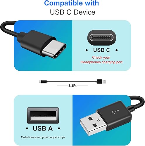 Miniatura 2 de Cable de carga USB C de repuesto para auriculares Marshall Stockwell II, Marshall Emberton ii, Marshall Major IV, Motif, Minor III, modo II, Zamkol