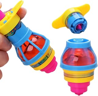 Peonza iluminada para niños - Lanzador de giroscopio 6x10,5 cm | Peonza giratoria Colorida con Lanzamiento de eyector, Juguete portátil para Interiores y Exteriores, Regalo de cumpleaños