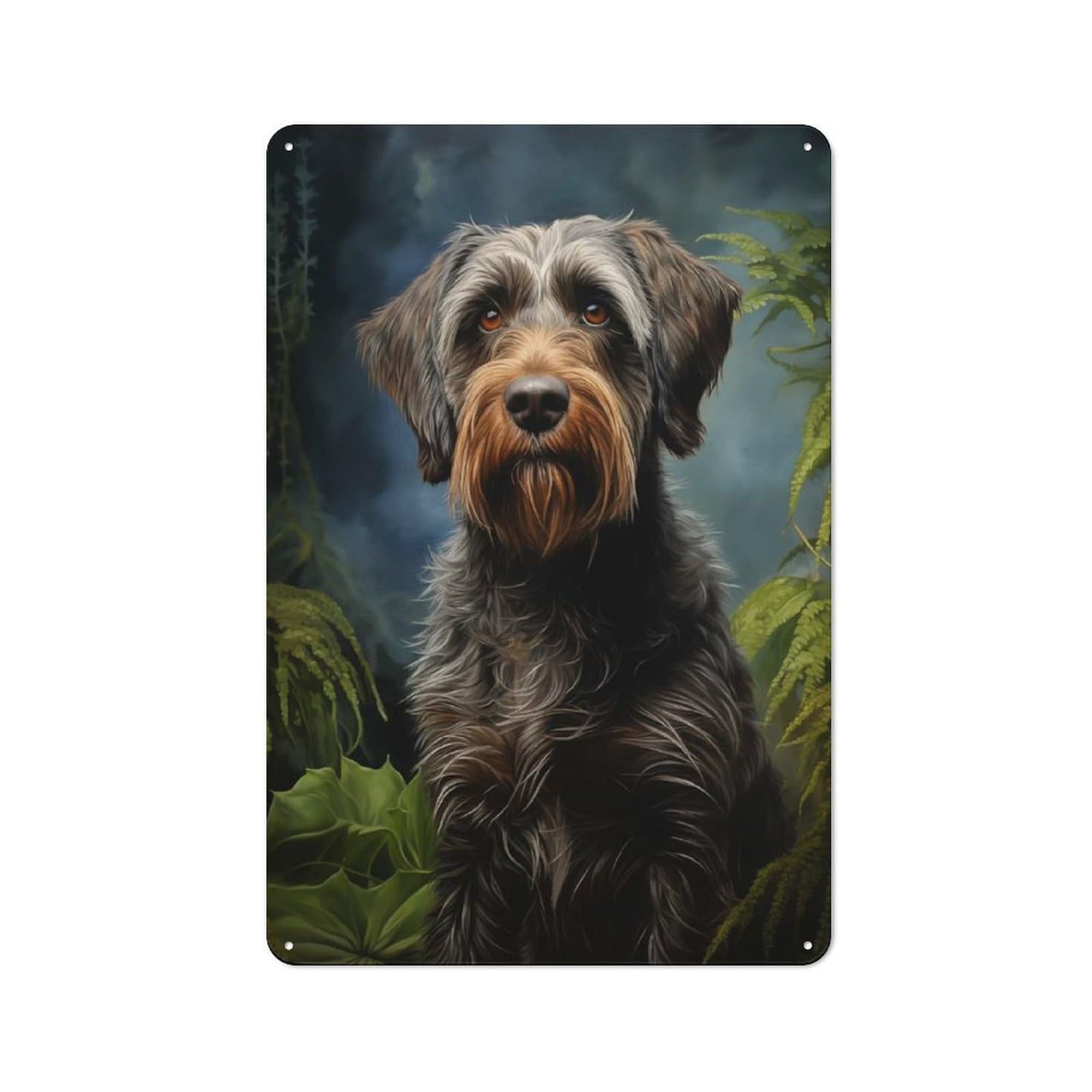 Junmoney Style-20 Decorative Metal Sign With Wirehaired Pointing Griffon Design 30X20cm, Retro Bistro Wall Plaque For Coffee Bar, Kitchen, Bistro Or Tea Corner