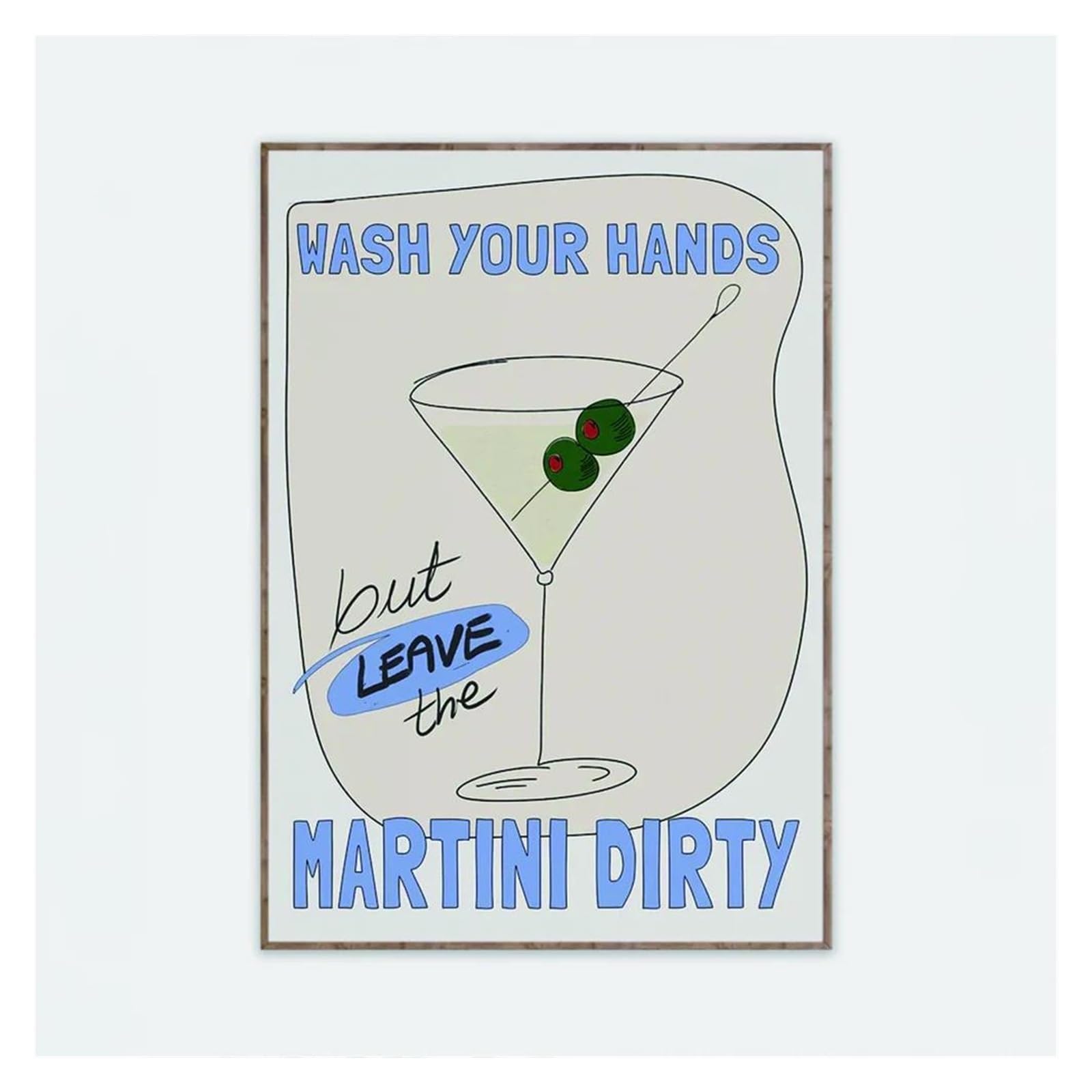Cuadro sobre lienzo con poster de martini moderno: decoracion de pared para cocina