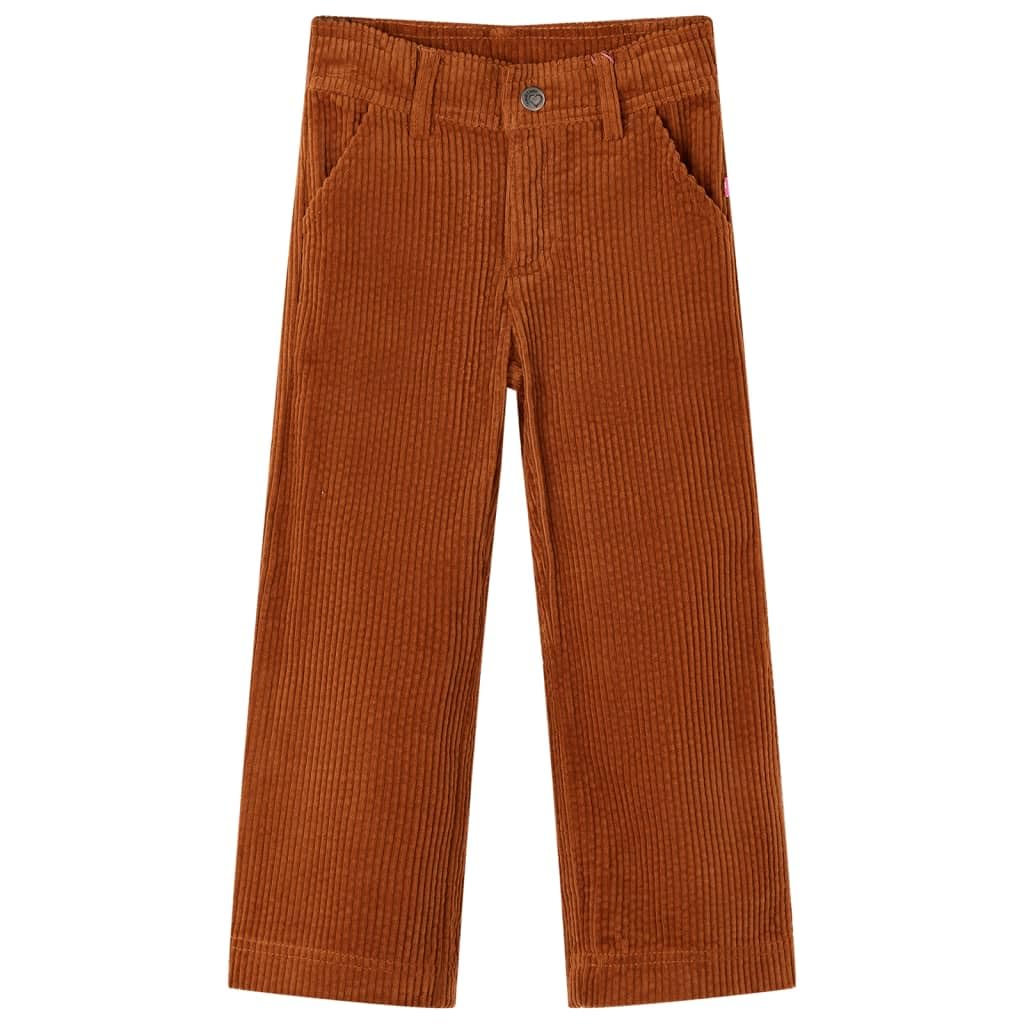 vidaXL Kids' Pants Toddler Trousers Children's Pants with Pockets Corduroy Cognac 92 Brown