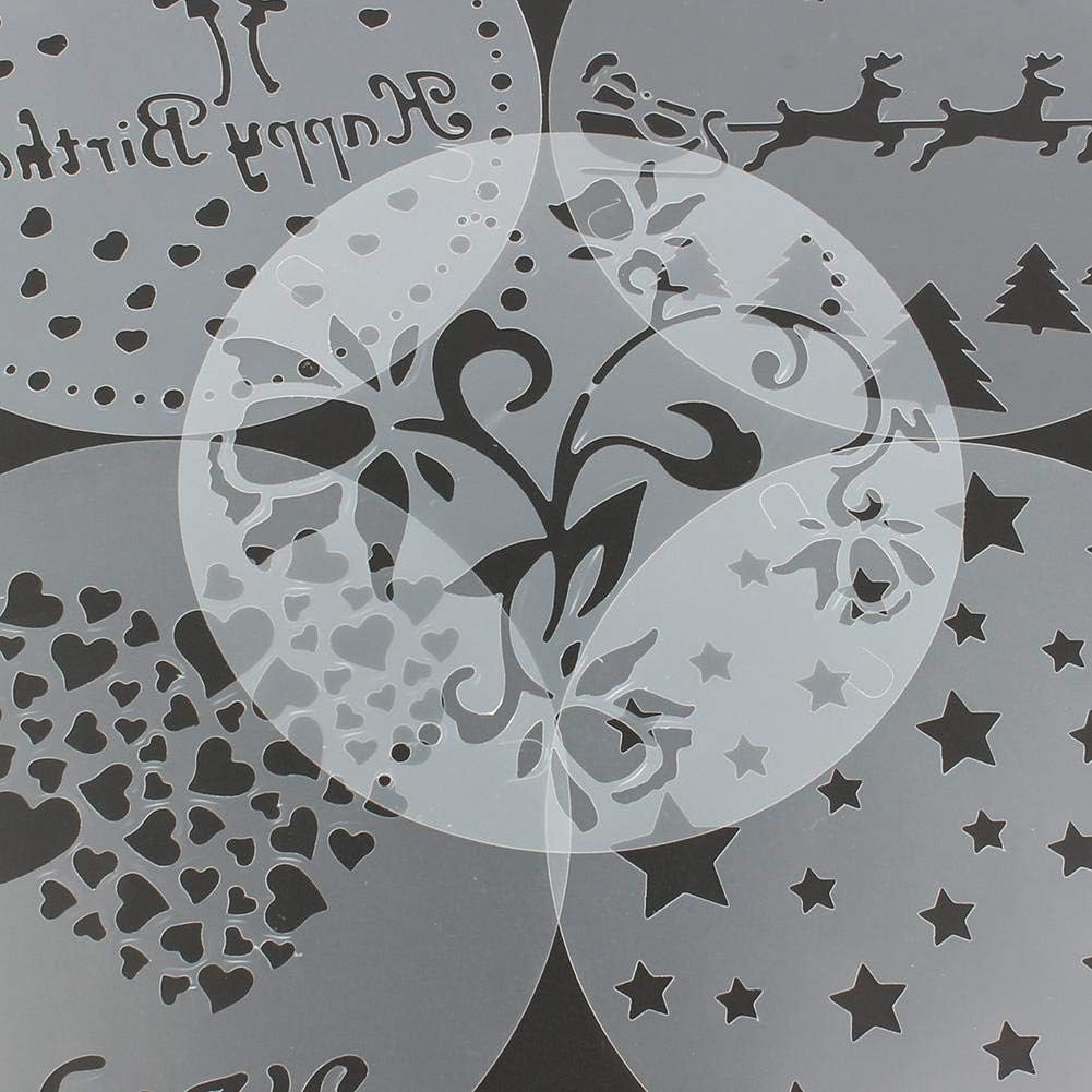 Fdit 5PCS Plastic Baking Tool Cake Stencils Decorating Cake Spray Stencil Template Cake Decorating Tools for Birthday Wedding Cake Decoration