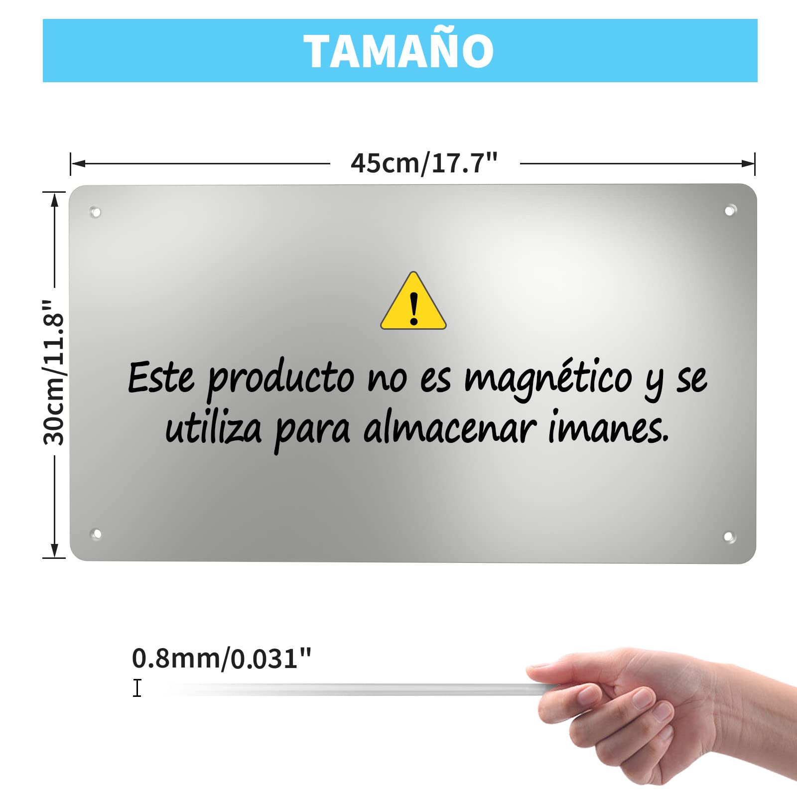 45 x 30 cm Tablero magnetica pared – Pizarra magnética para mostrar letras magnéticas, números, animales, botes de especias, notas, fotos, adecuado para cocina, pared, nevera, armario