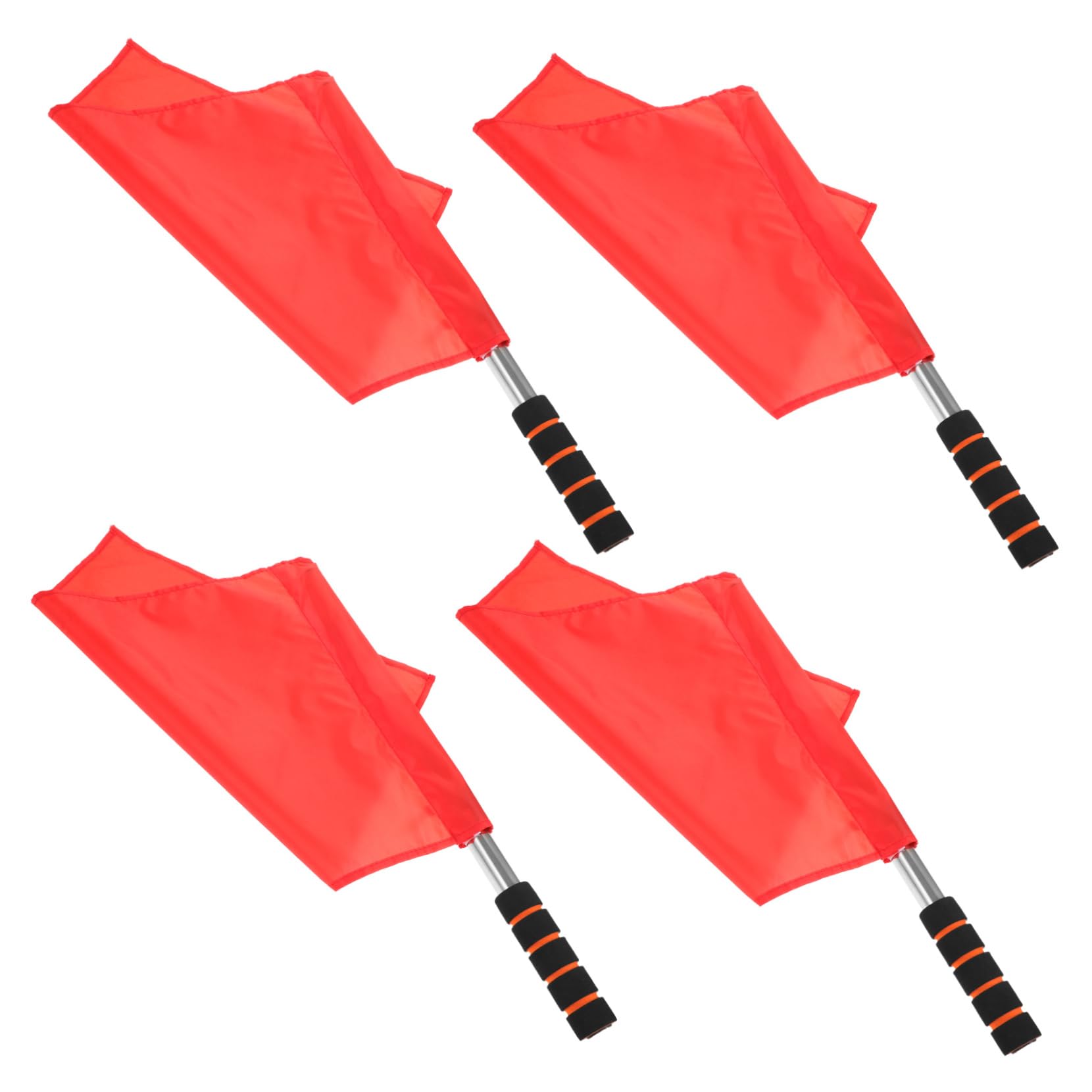 SEWACC 4 Pcs Referee Flag Stainless Flag with Sponge Handle Red Flag for Soccer Volleyball Football Competition Supplies (Red)