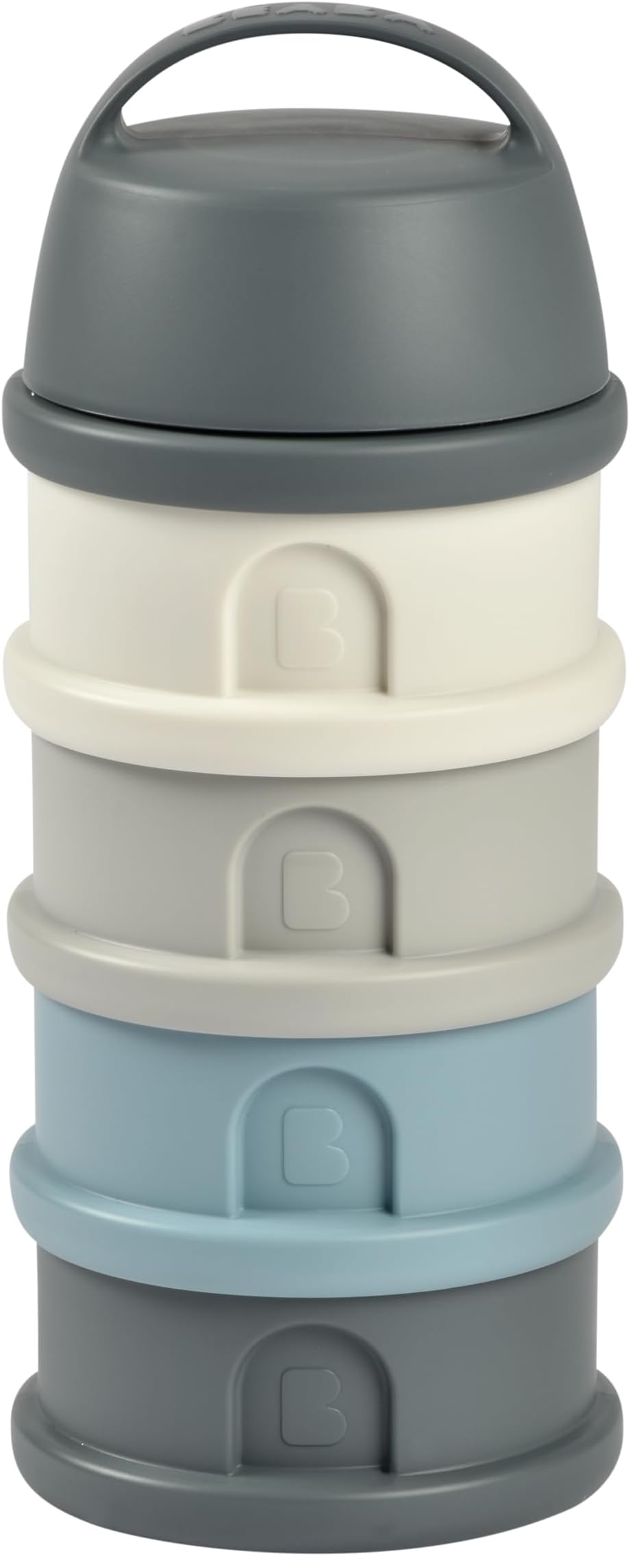 BEABA Formula and Snack Container, Baby Formula Dispenser, Toddler Baby Snack Storage Container, Holds up to 11 Doses of Milk Powder Per Compartment, Made in France, Rain