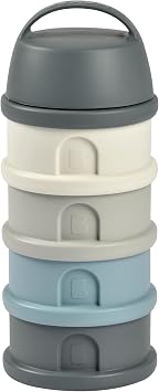 BEABA Formula and Snack Container, Baby Formula Dispenser, Toddler Baby Snack Storage Container, Holds up to 11 Doses of Milk Powder Per Compartment, Made in France, Rain