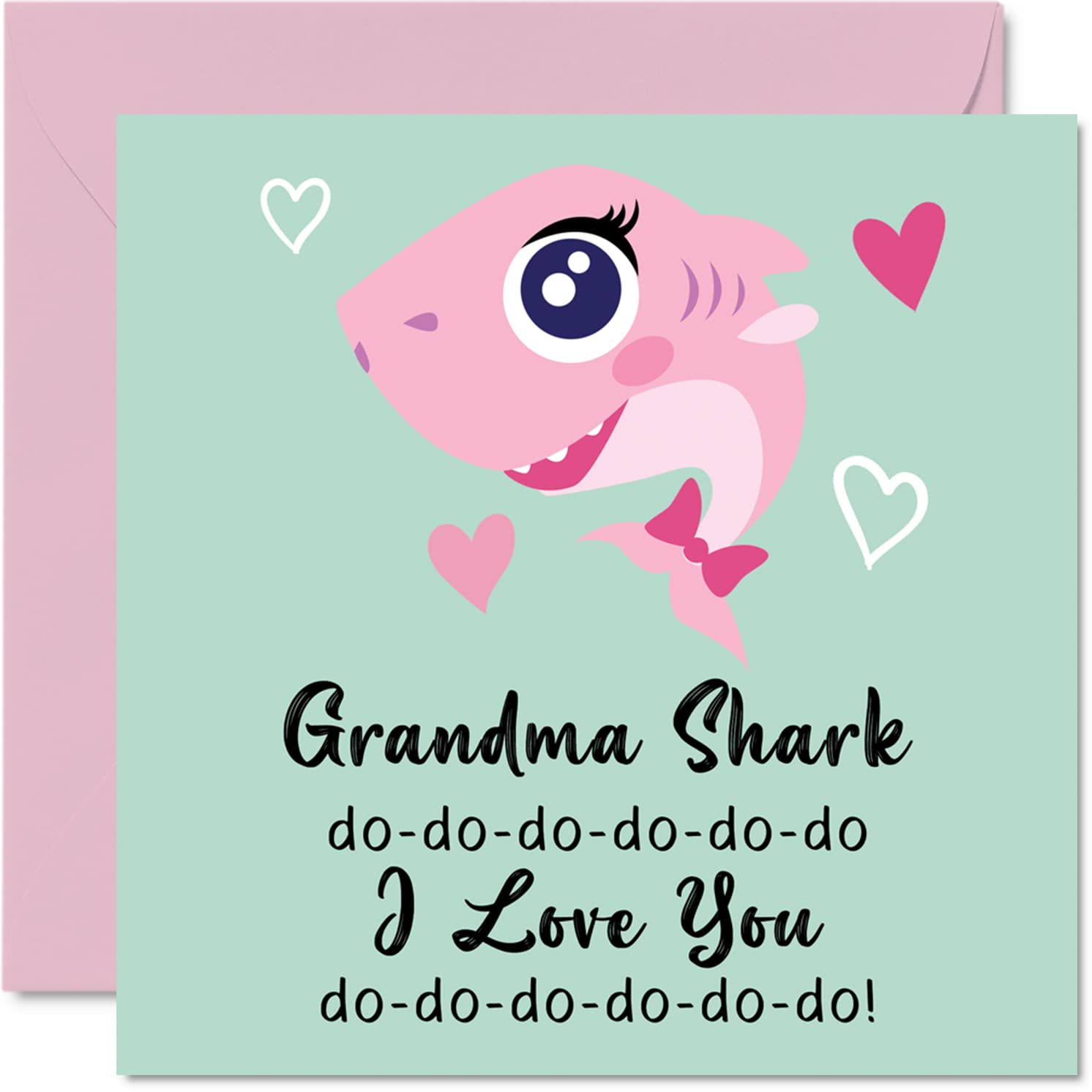 Birthday Cards for Grandma - Grandma Shark - Grandma Mothers Day Card from Granddaughter Grandson, Happy Birthday Grandma from Toddler Baby, 145mm x 145mm Seasonal Grandma Gran Funny Greeting Cards