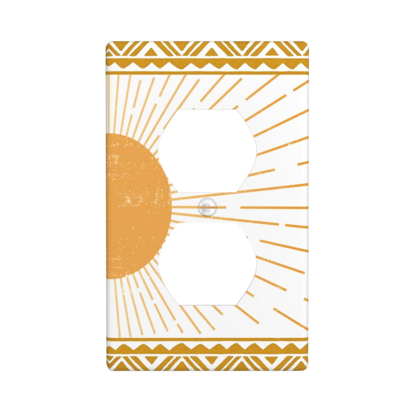 Mid Century Orange Vintage Sun 1 Gang Duplex Light Switch Cover Plates Decorative Electric Outlet Covers Decorator Wall Switch Plate Receptacle Plug Covers 4.5 * 2.76 Inches