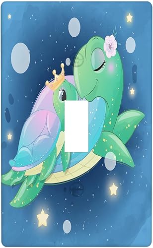 Baby Turtle - Cubierta decorativa de pared para interruptor de luz de palanca de 1 banda, lindas tortugas subacuáticas, placa frontal eléctrica para