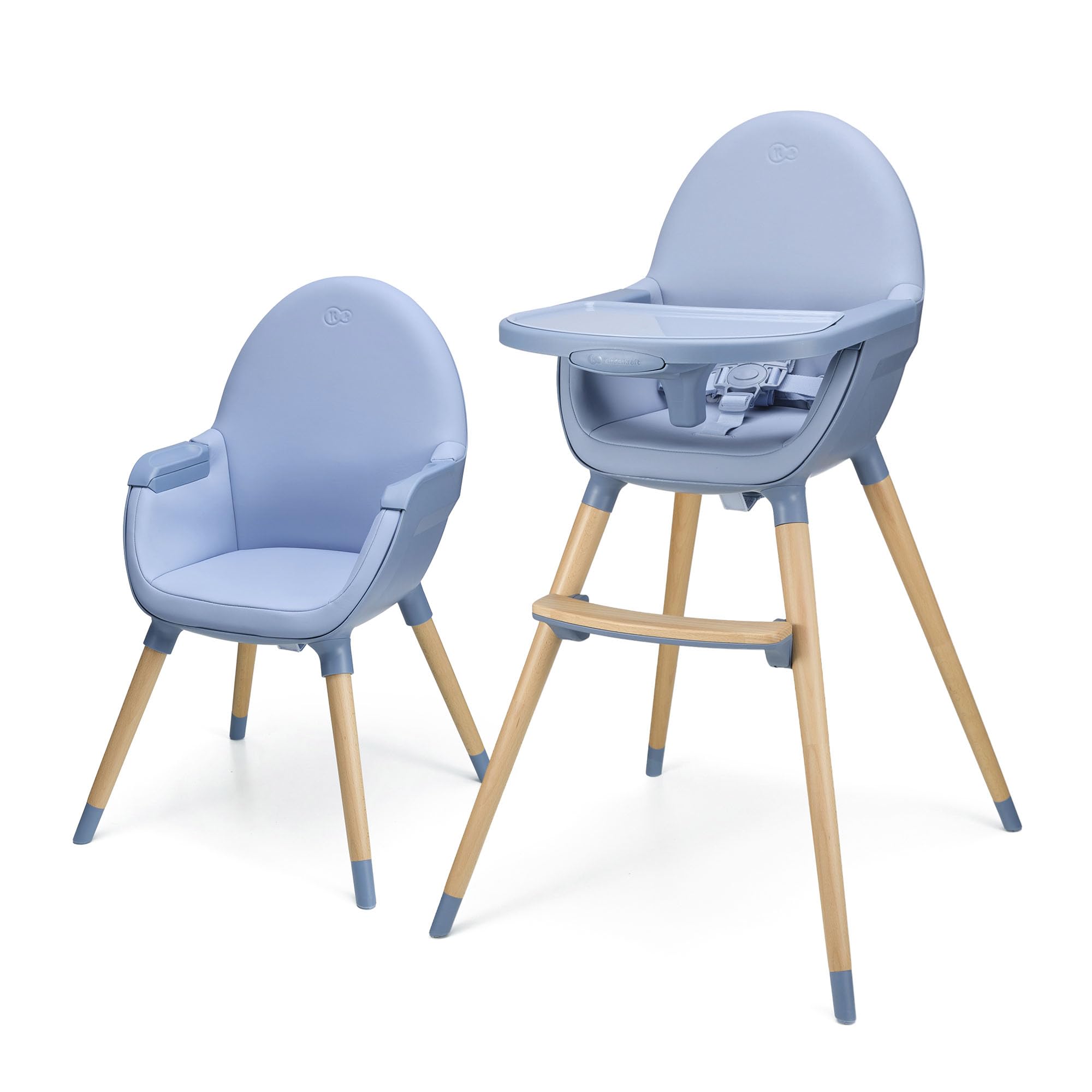 Kinderkraft FINI 2 Chaise Haute Bébé, 2 en 1, Fauteuil Enfant, Chaise Enfant, Puericulture Bébé, Évolutive, Réglable, Avec Plateau, Solide, Design Universel, Facilement lavable, 20kg, Nordic Breeze