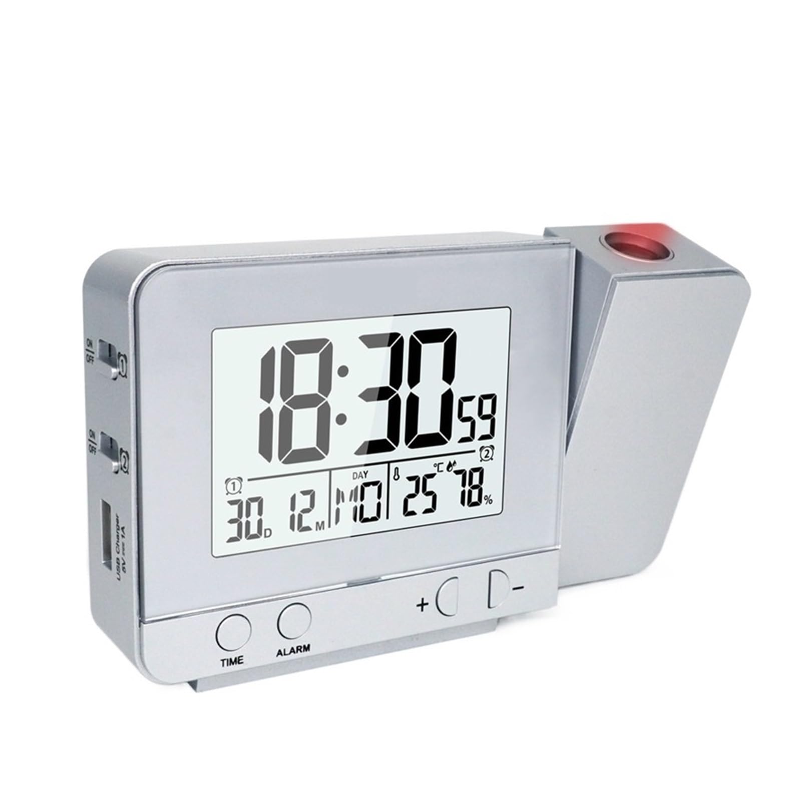 KOESRXNQW Digital Projector Alarm Clock LED Electronic Table Snooze Backlight Temperature Humidity Desk Led With Time Projection Clear Projection(Yellow)