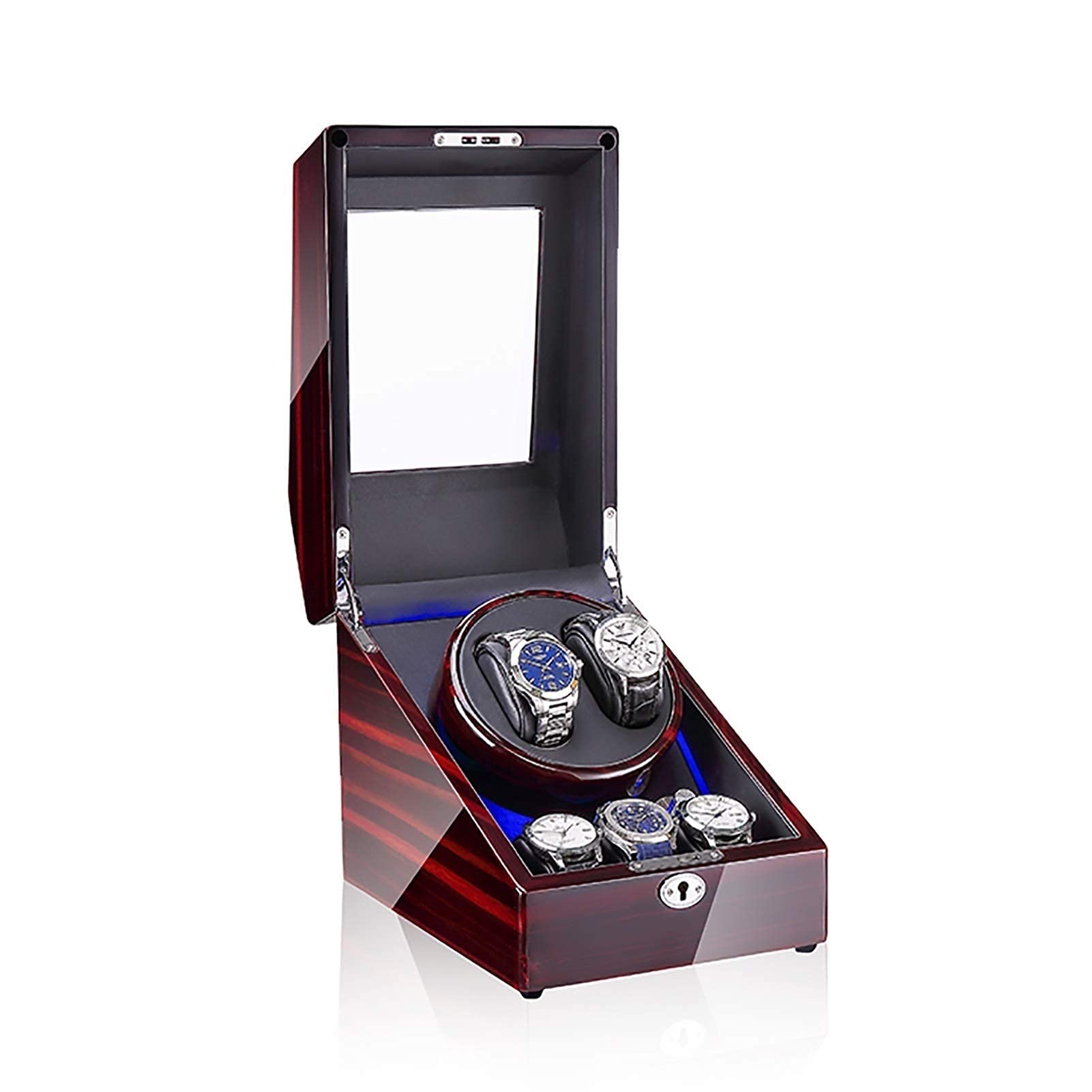 Agitador de Reloj mecánico 3 + 2, Caja de bobinado automático LED, Caja de Motor eléctrico antimagnético silencioso para el hogar, Watc (Caja de exhibición de Reloj)