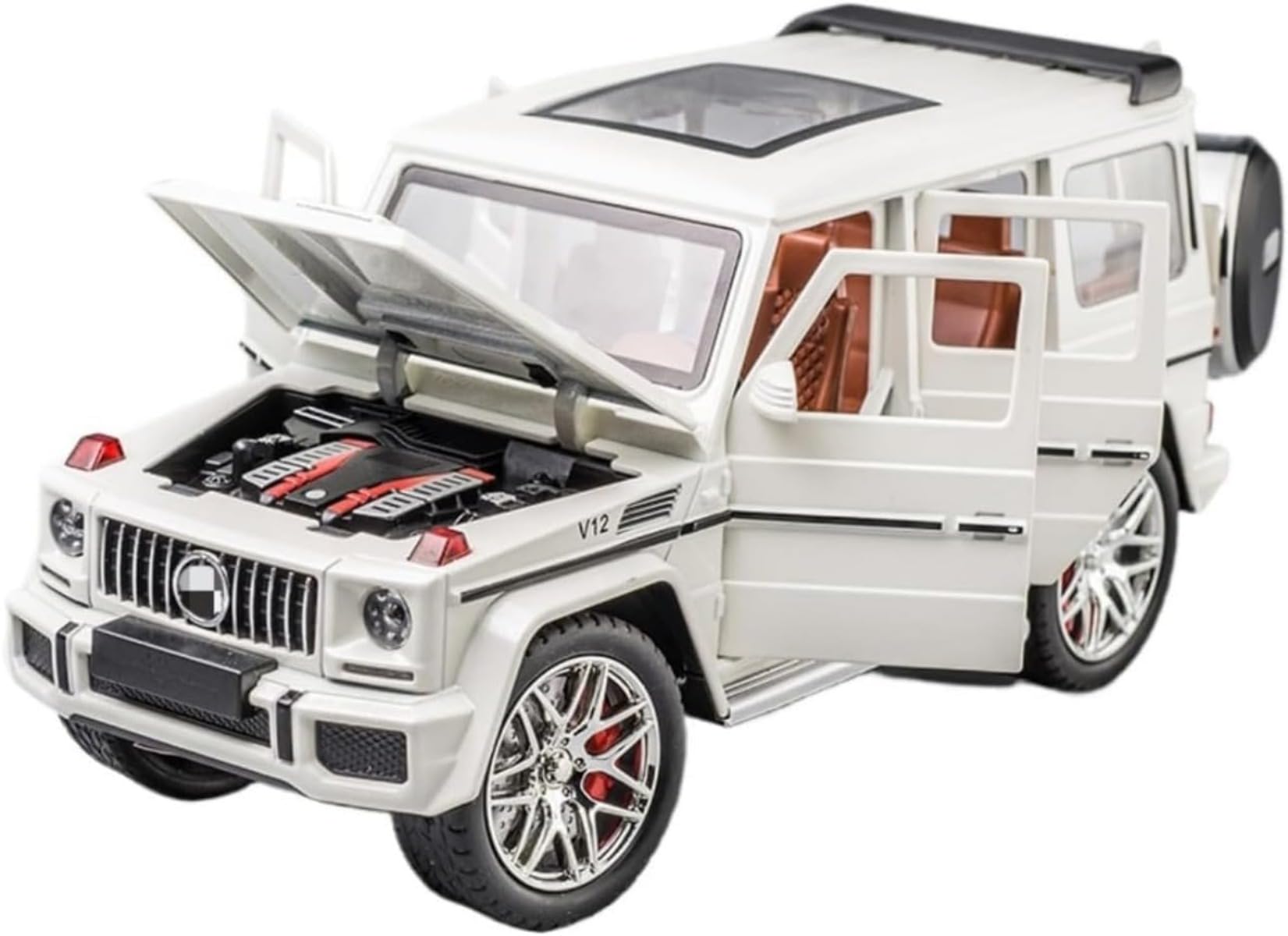Fiozwea Exquisite 1/24 Scale Mercedes Benz G63 AMG Zinc Alloy Pull-Back Model Car with Light and Sound Effects, Perfect Gift for Boys and Girls (Multiple Color Variations) (22 x 8.5 x 9.3 cm), pearl :