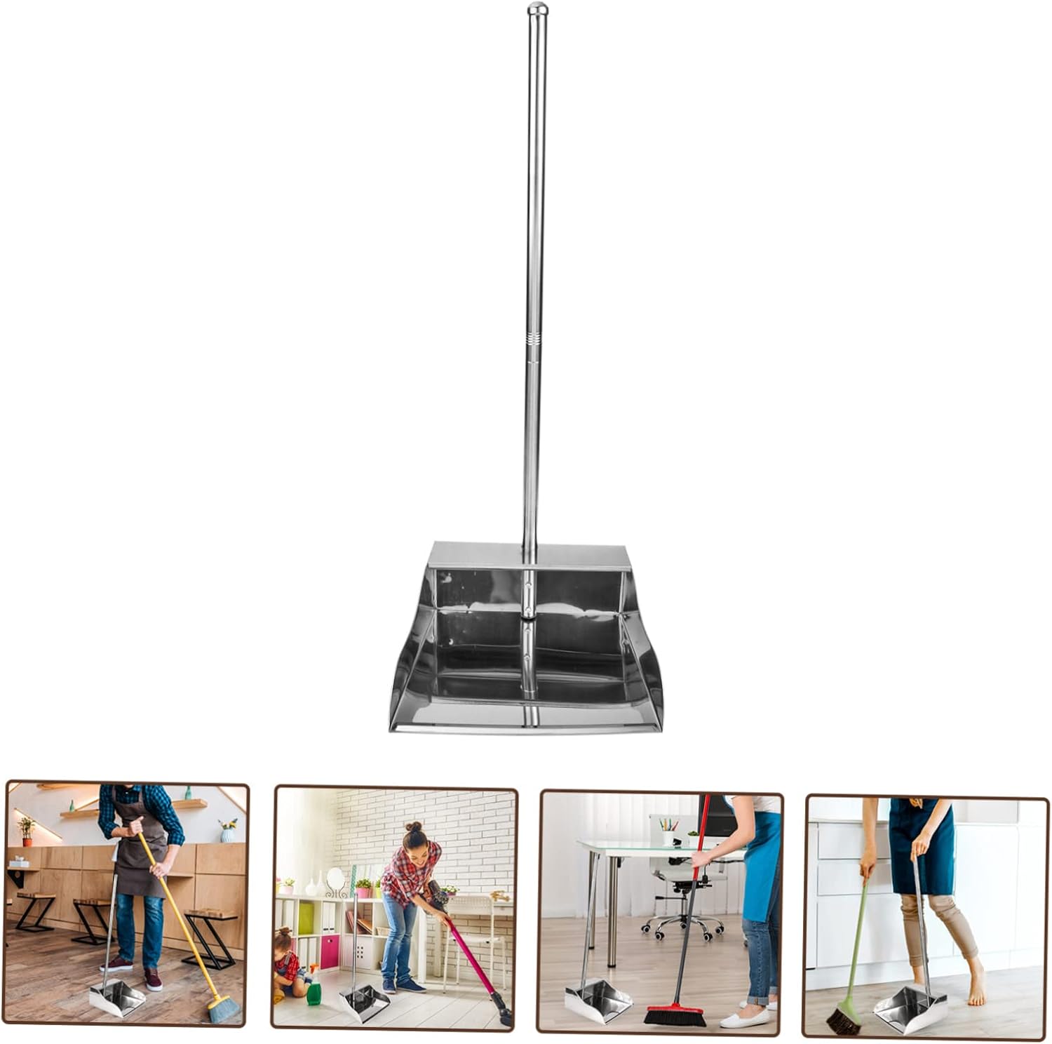 VOSAREA Heavy Duty Cleaning Dustpan Long Handle No Stoop Dustpan for Household for Home